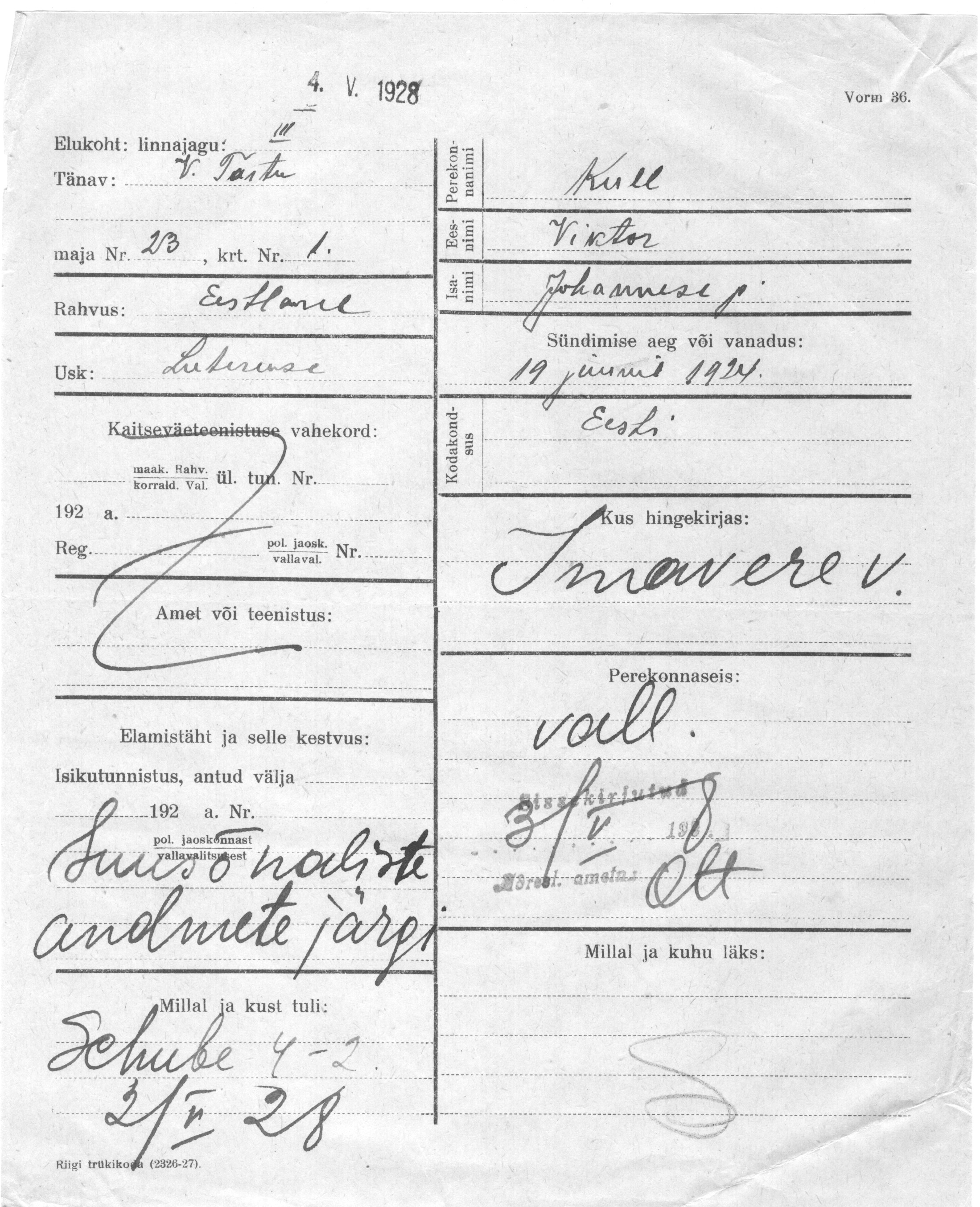 Kull, Viktor, Johannes