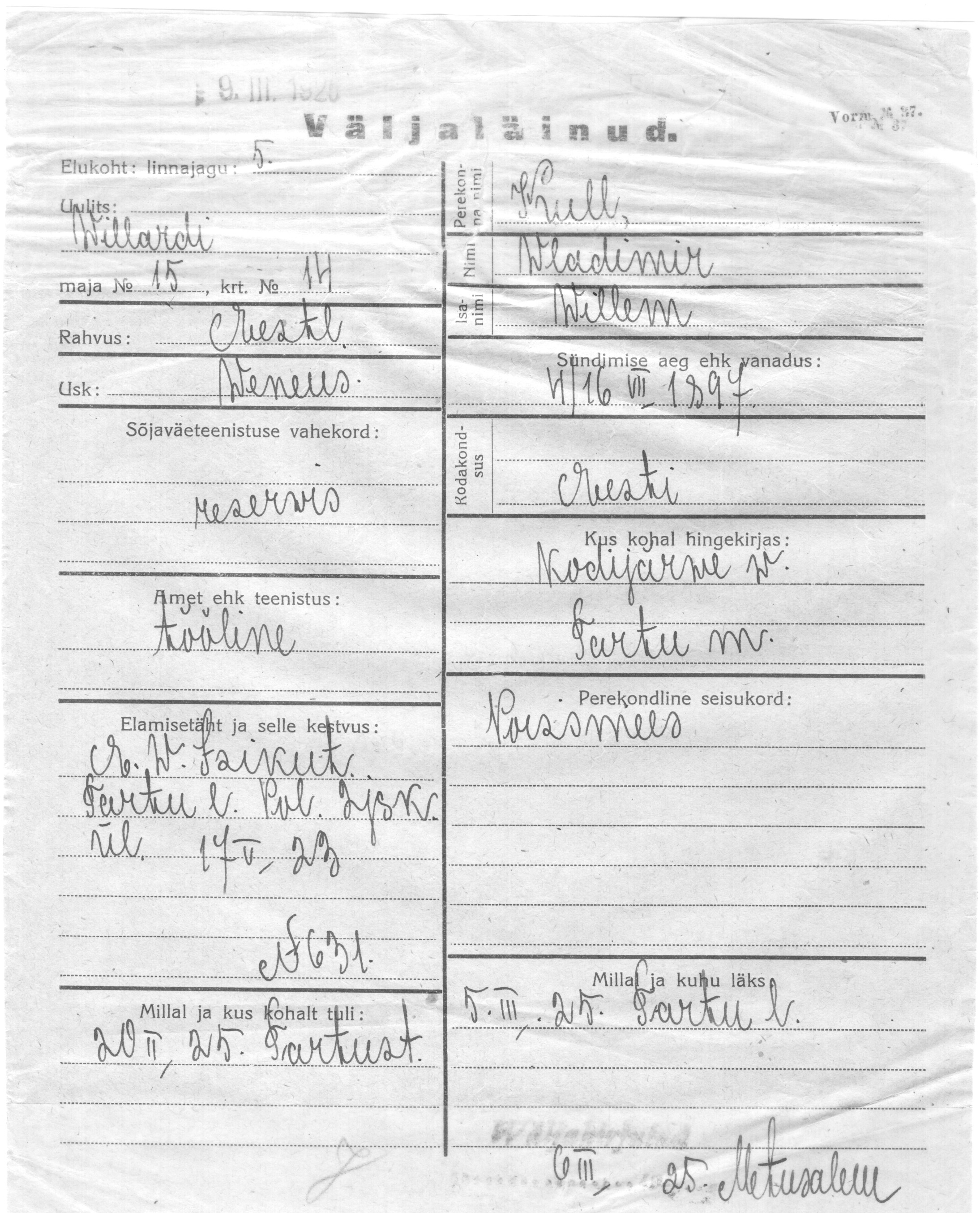 Kull, Wladimir, Willem