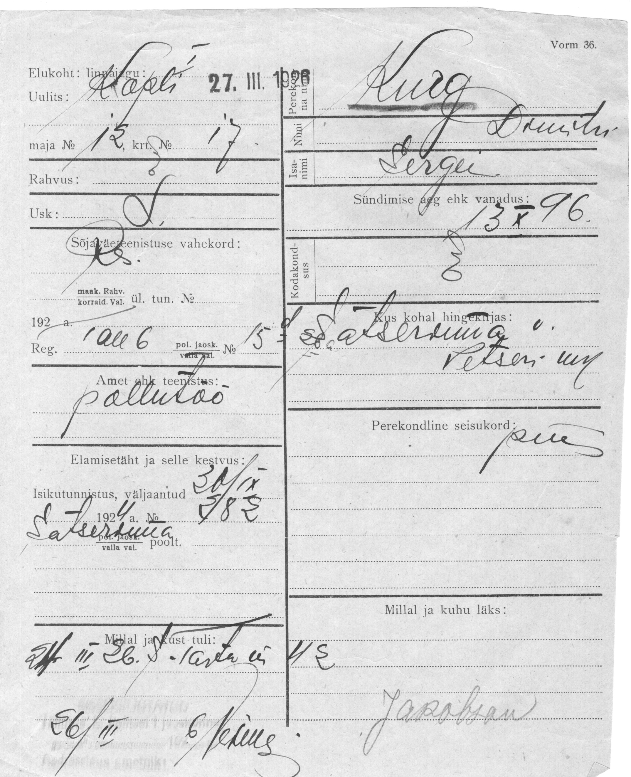 Kurg, Dmitri, Sergei