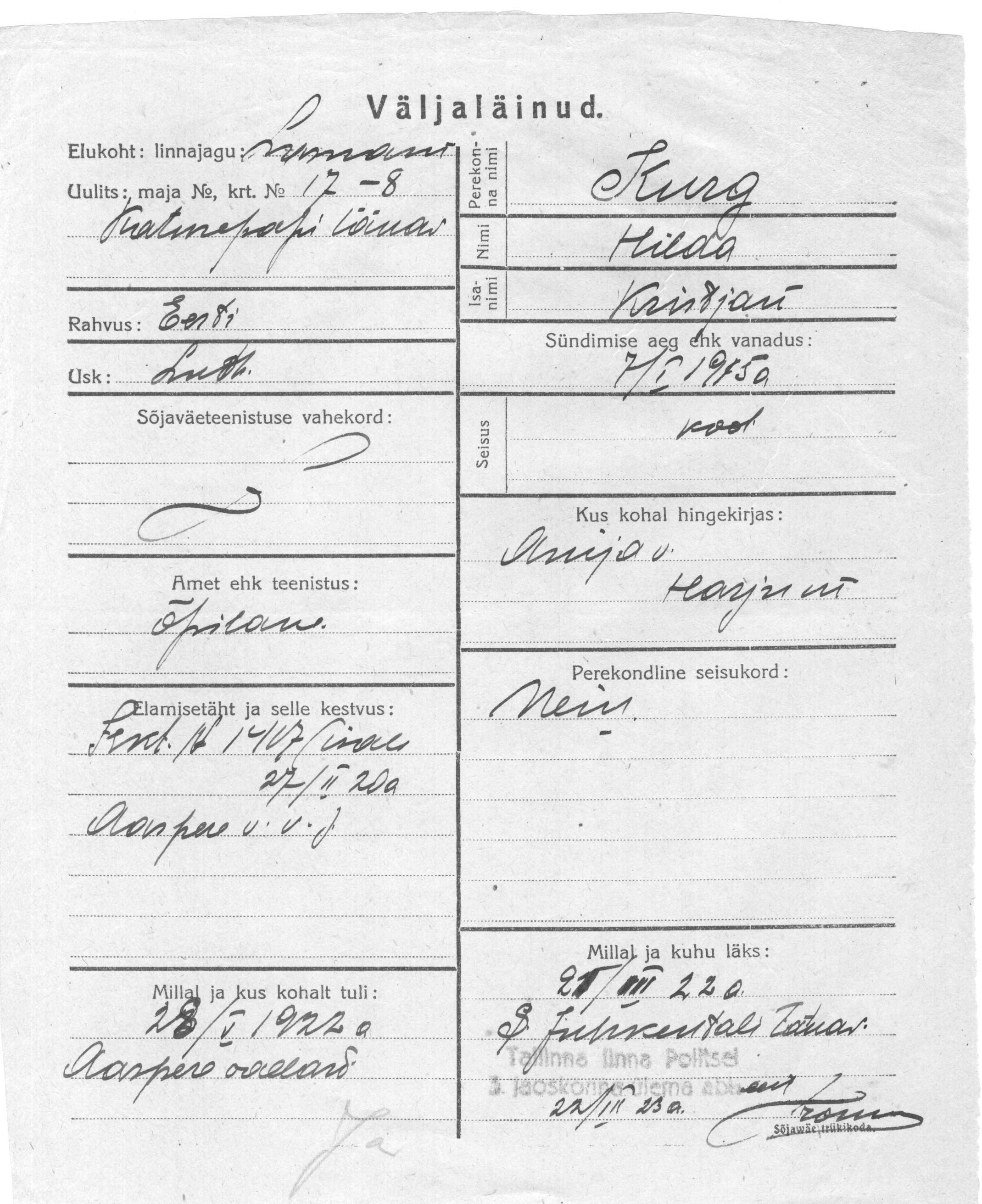 Kurg, Hilda, Kristjan