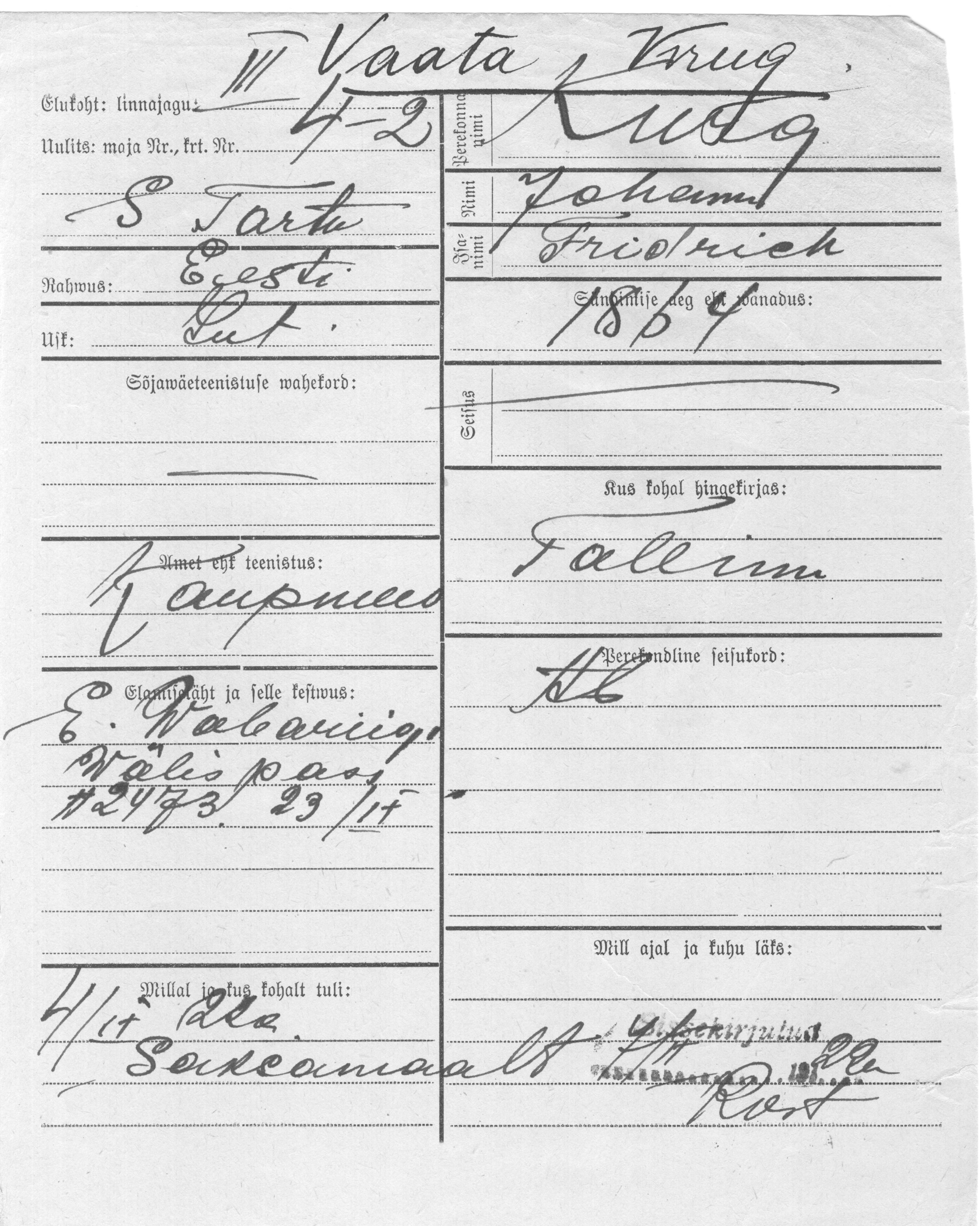 Kurg, Johann, Friedrich