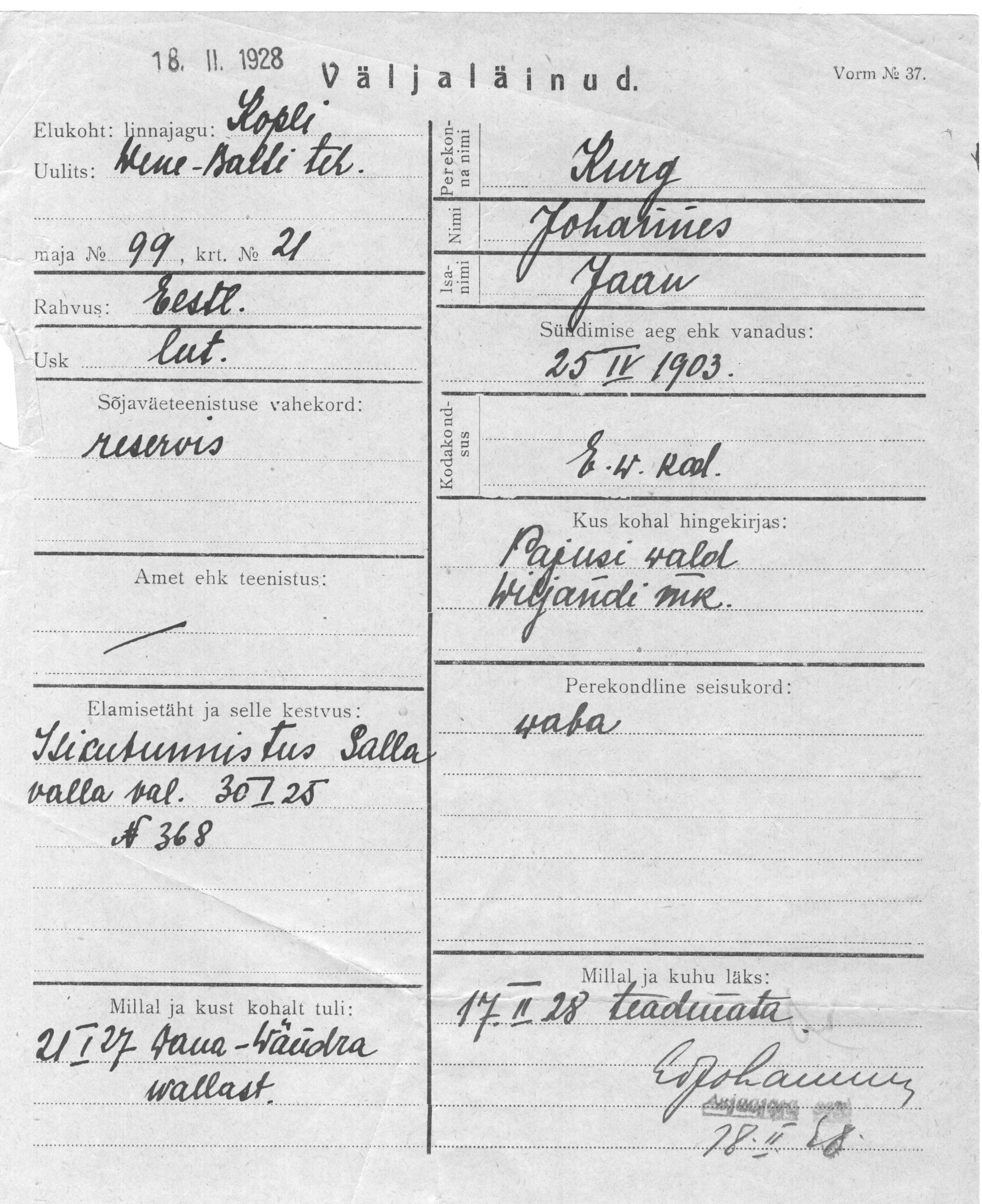 Kurg, Johannes, Jaan