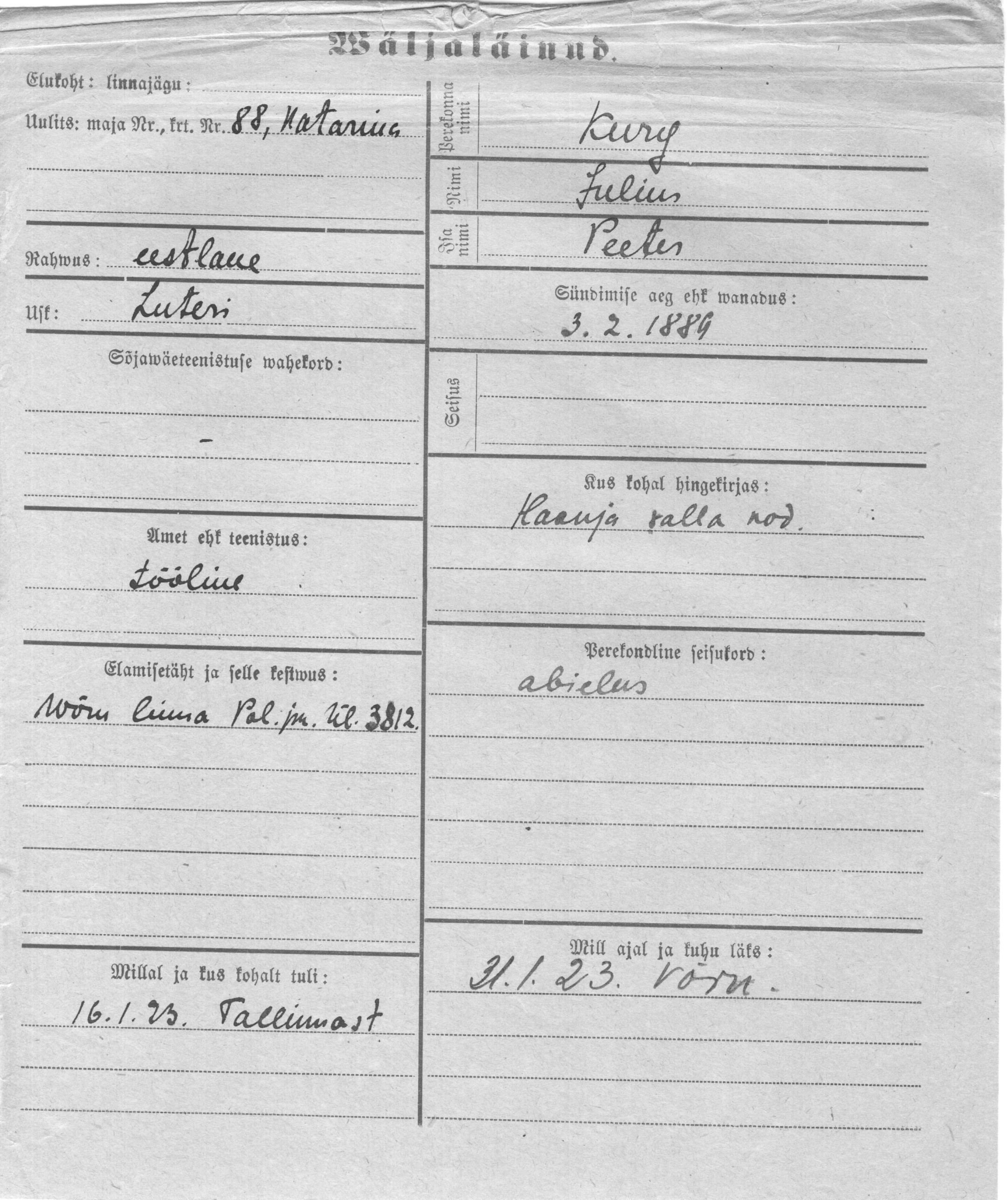 Kurg, Julius, Peeter