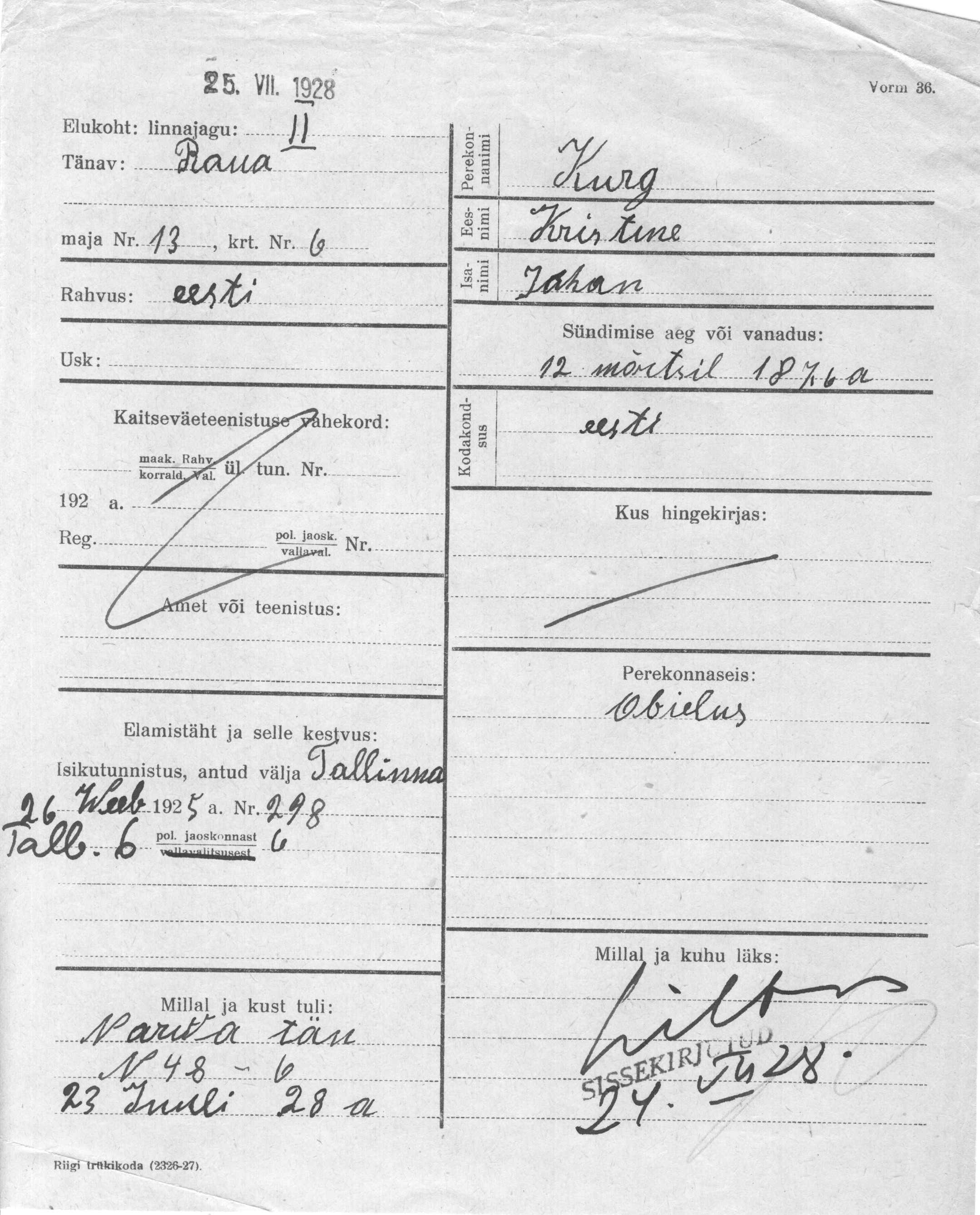 Kurg, Kristine, Johan