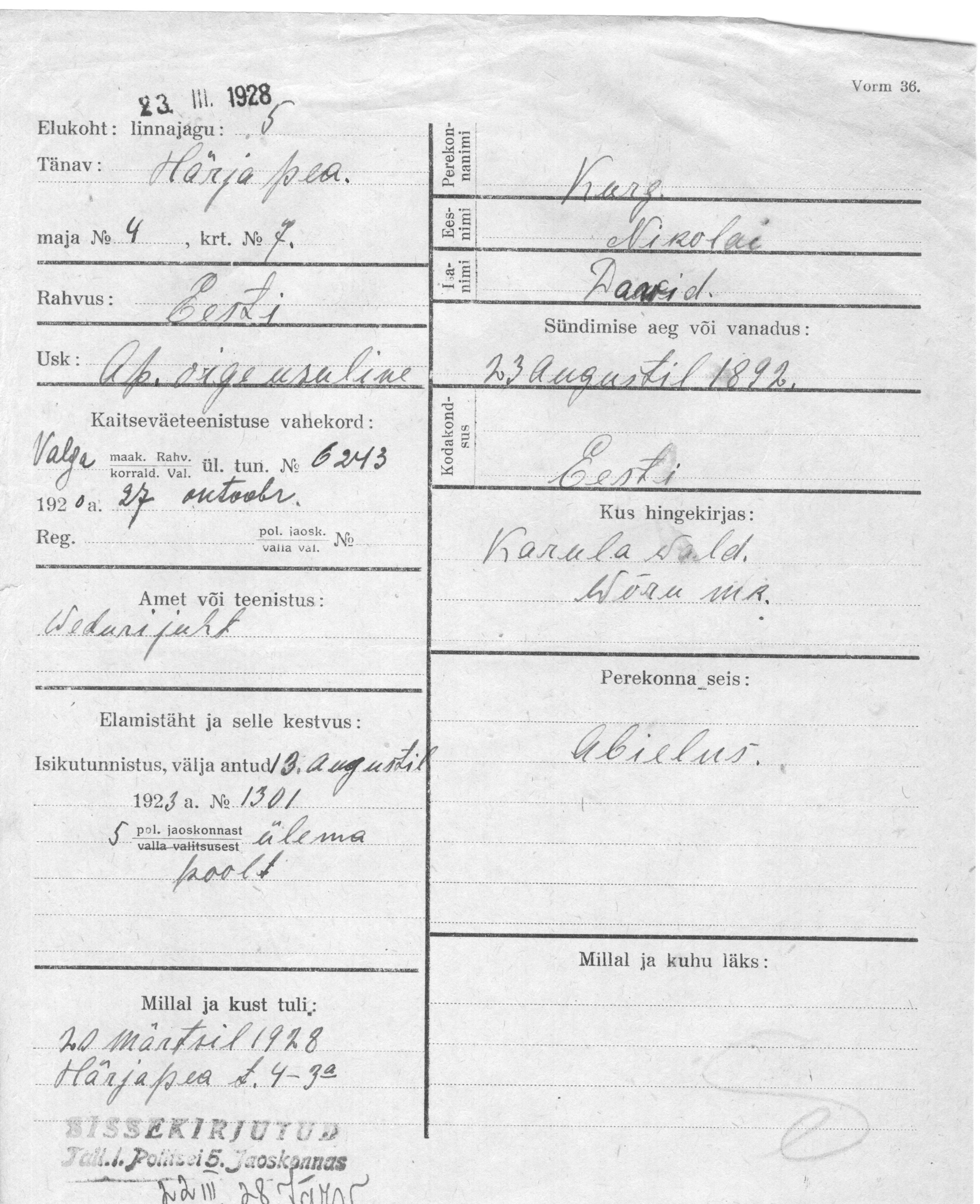 Kurg, Nikolai, Dawid