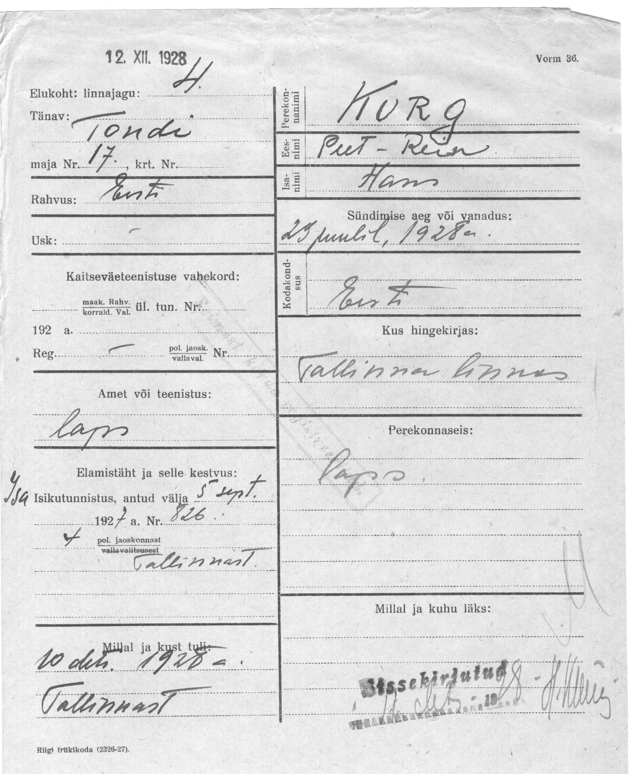 Kurg, Peet-Rein, Hans