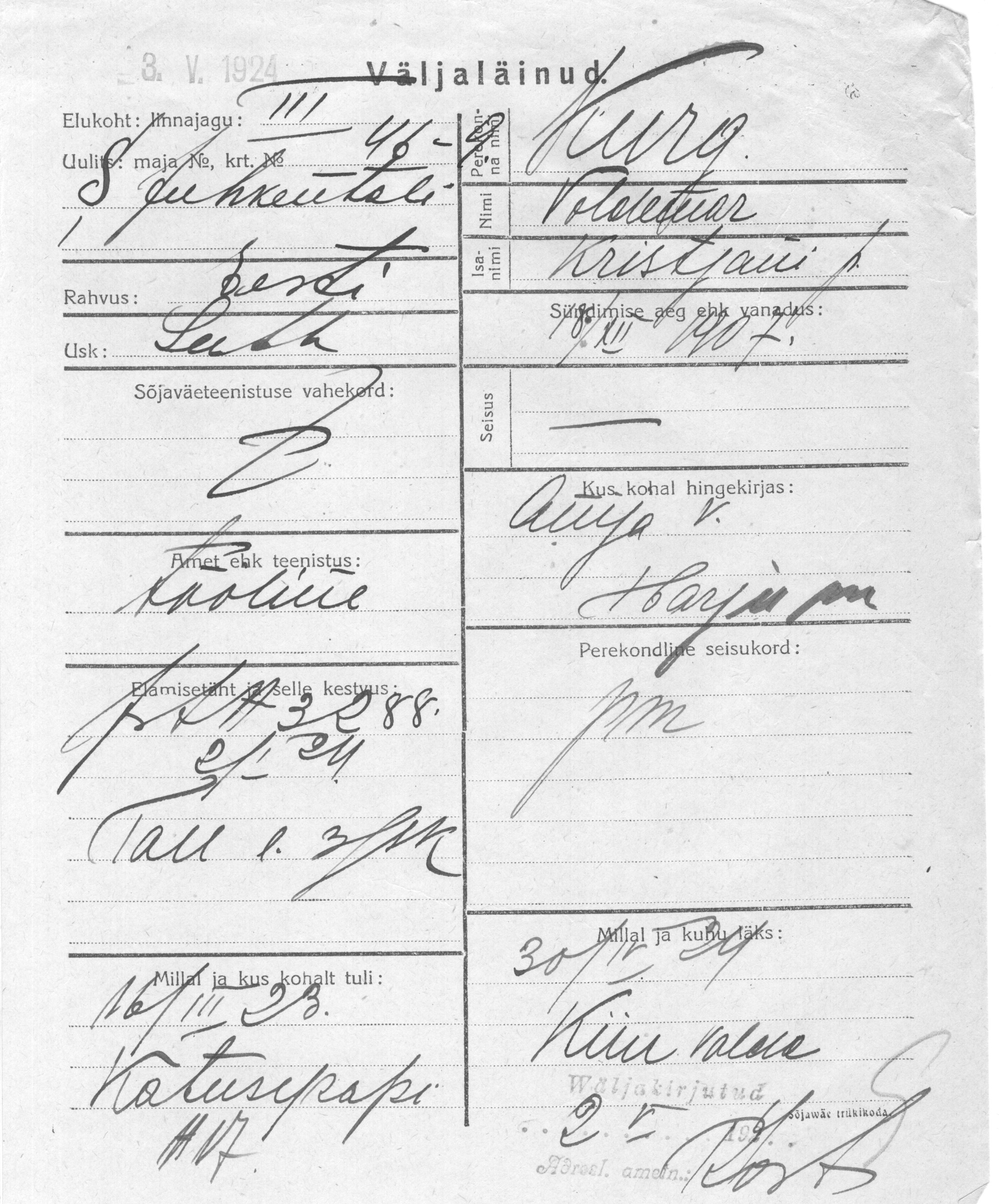 Kurg, Voldemar, Kristjan