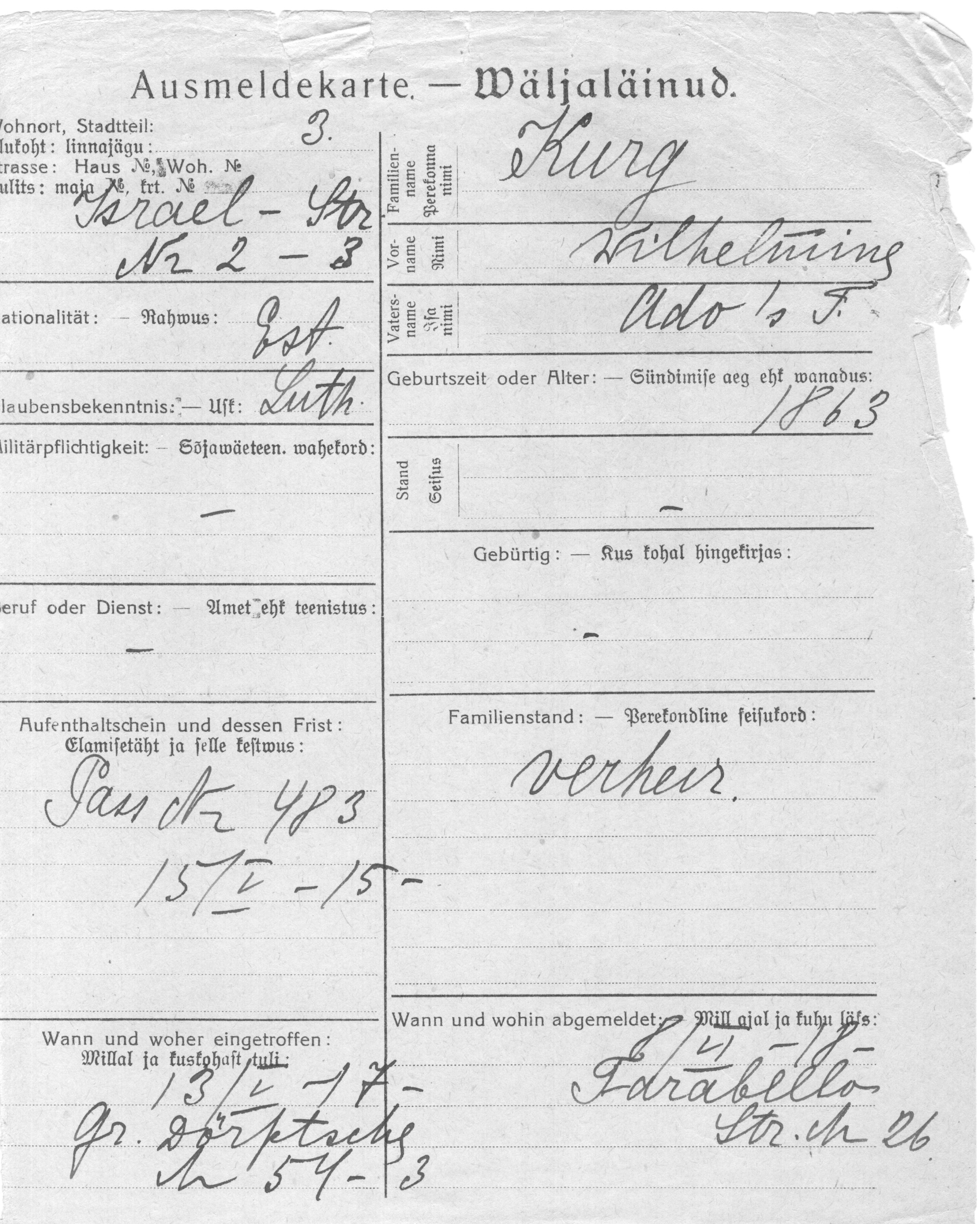 Kurg, Wilhelmine, Ado