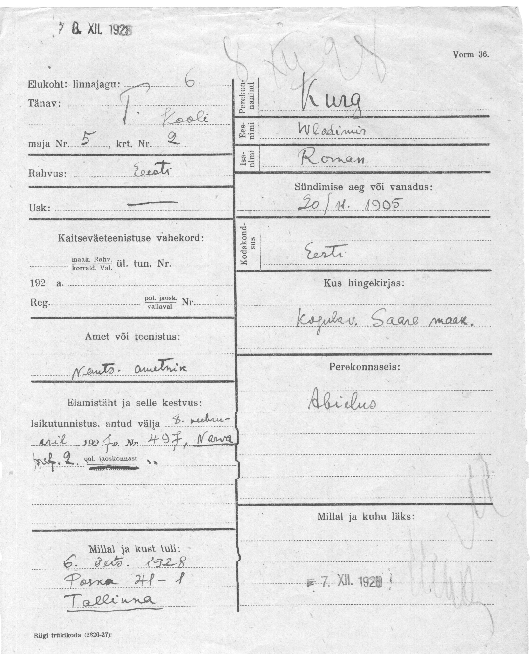 Kurg, Wladimir, Roman