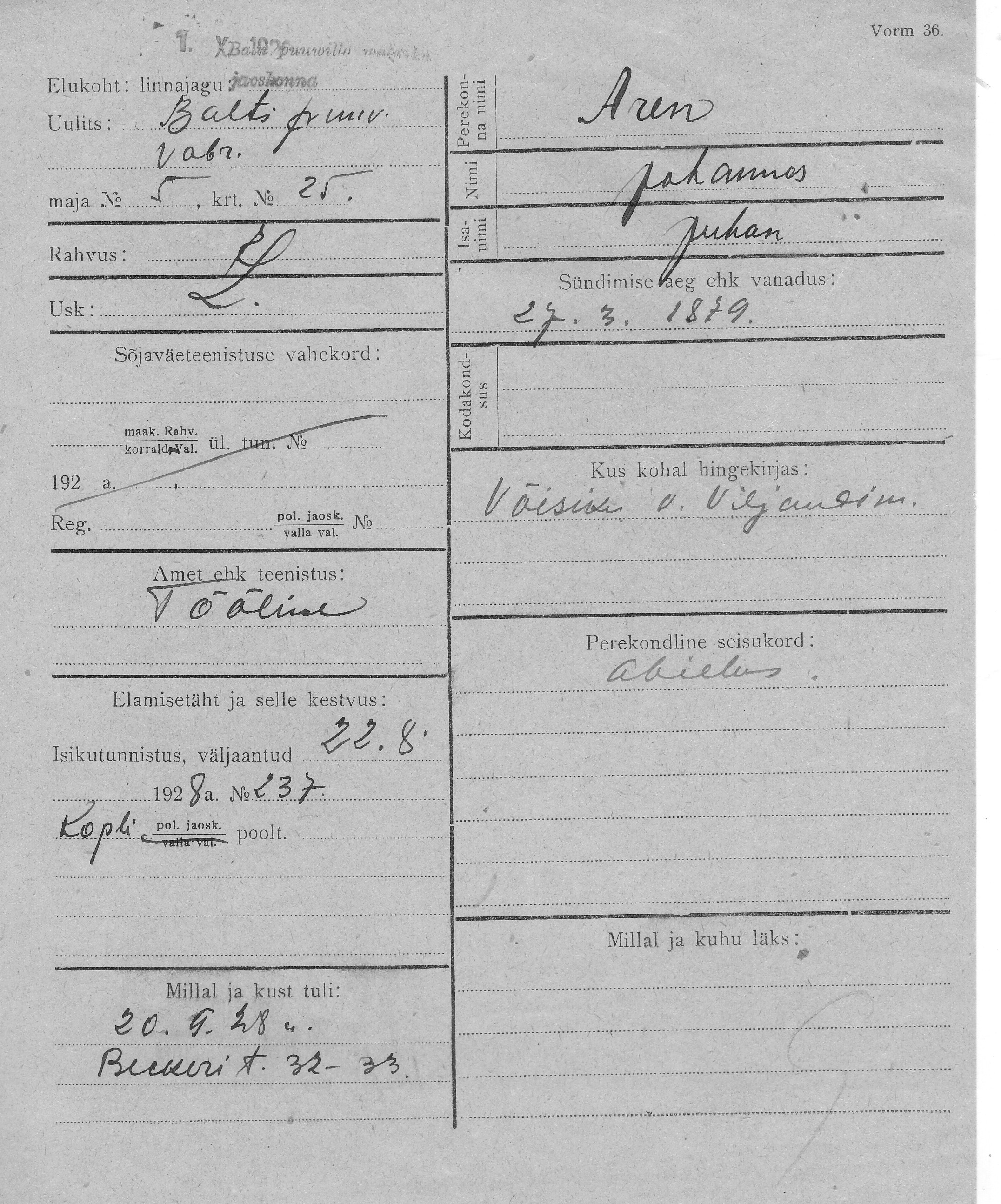 Aren, Johannes, Juhan