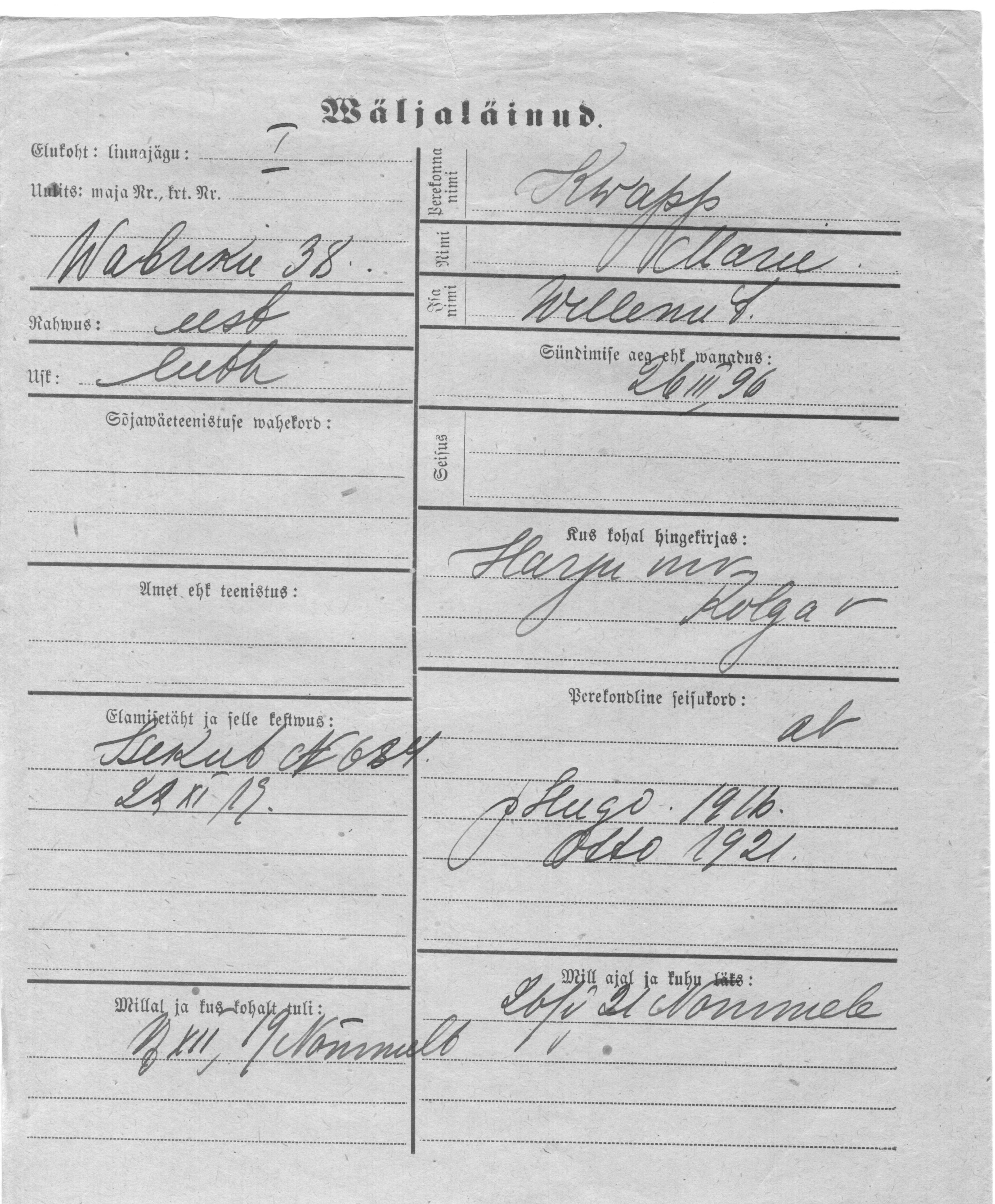 Kwapp, Marie, Willem