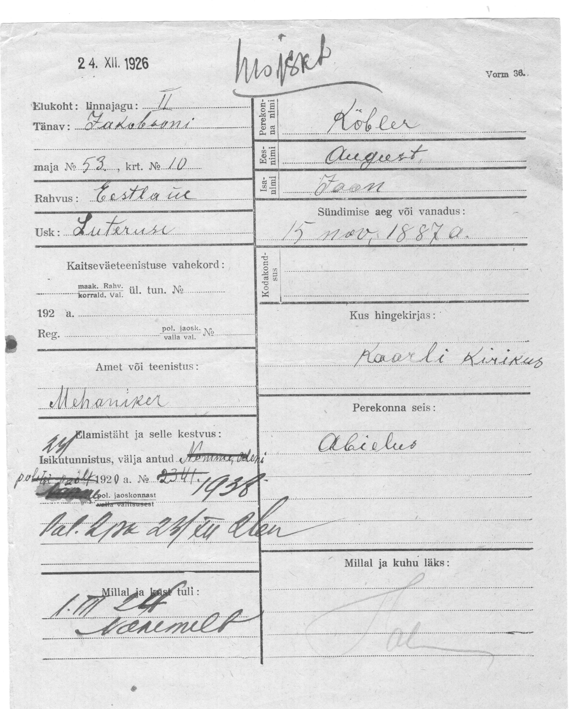 Kõbler, August, Jaan