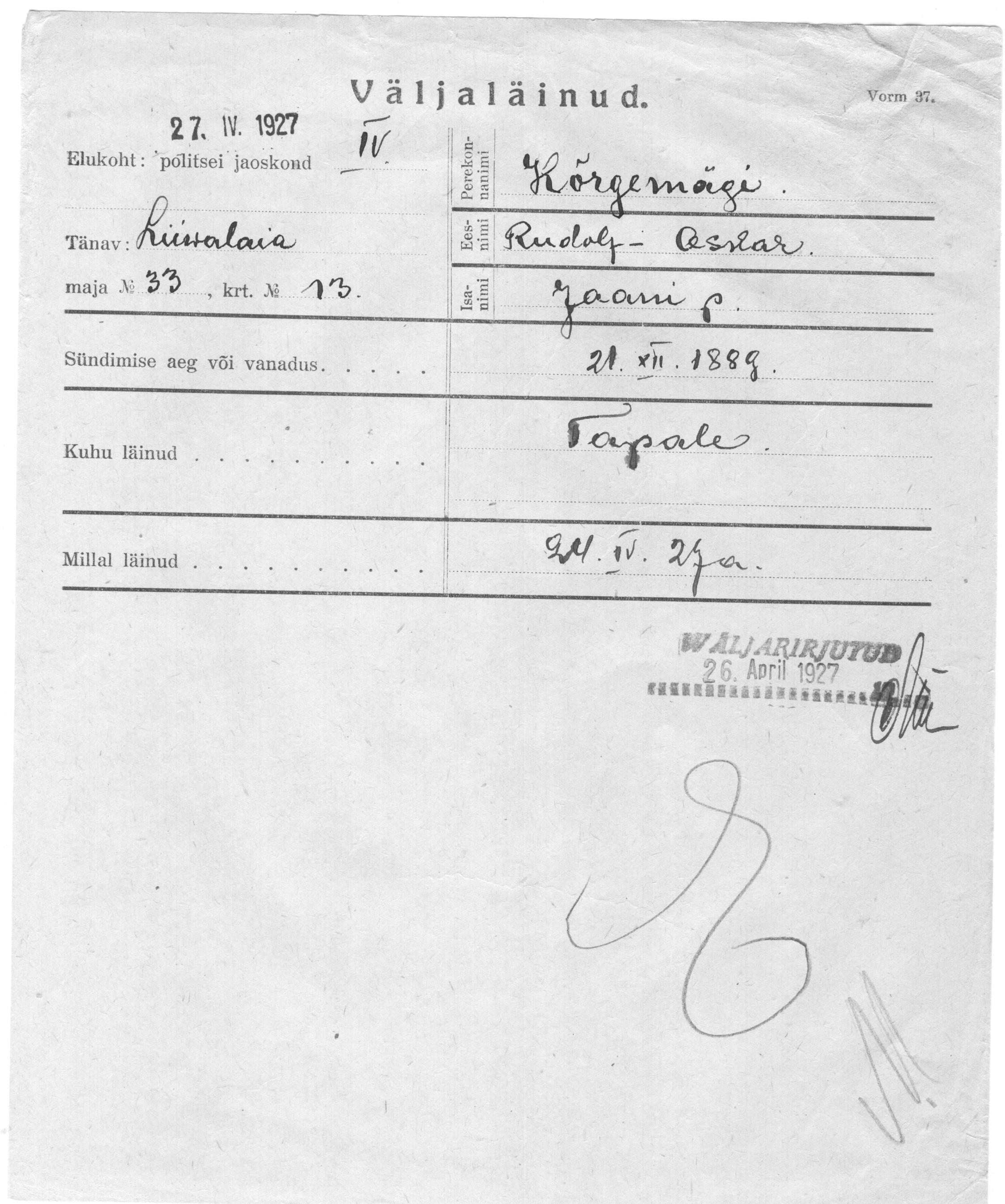 Kõrgemägi, Rudolf-Oskar, Jaan