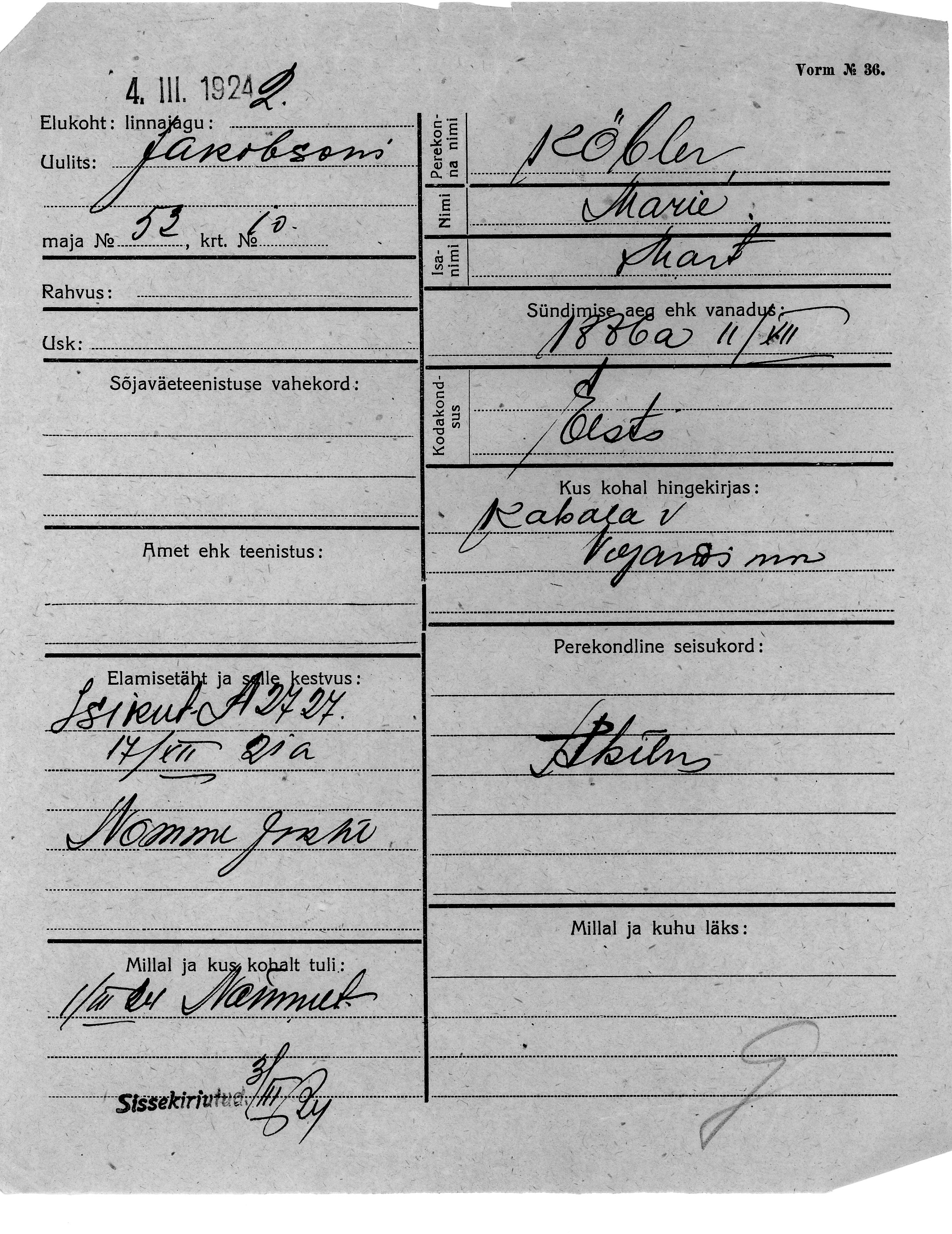 Köbler, Marie, Mart