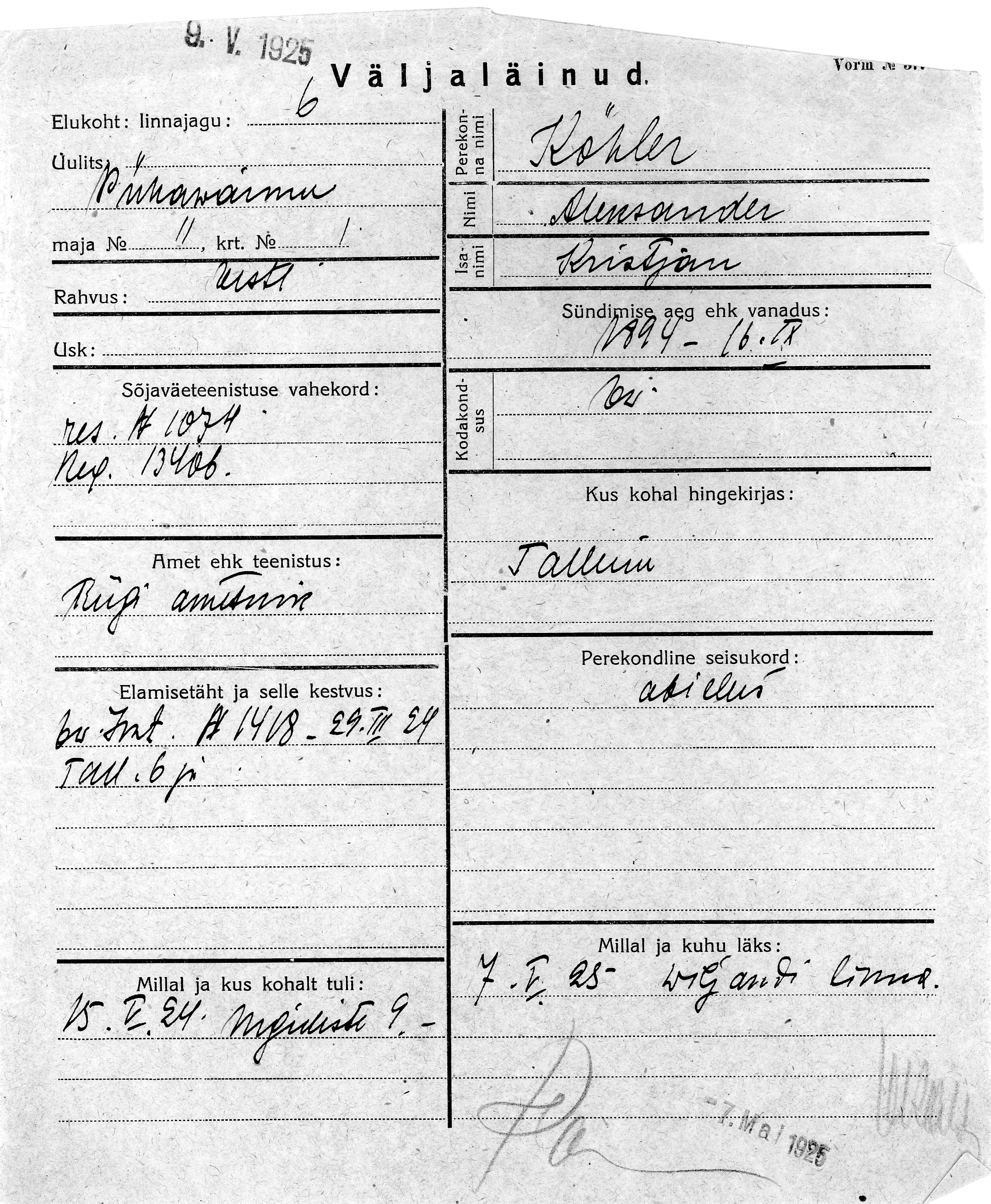 Köhler, Aleksander, Kristjan