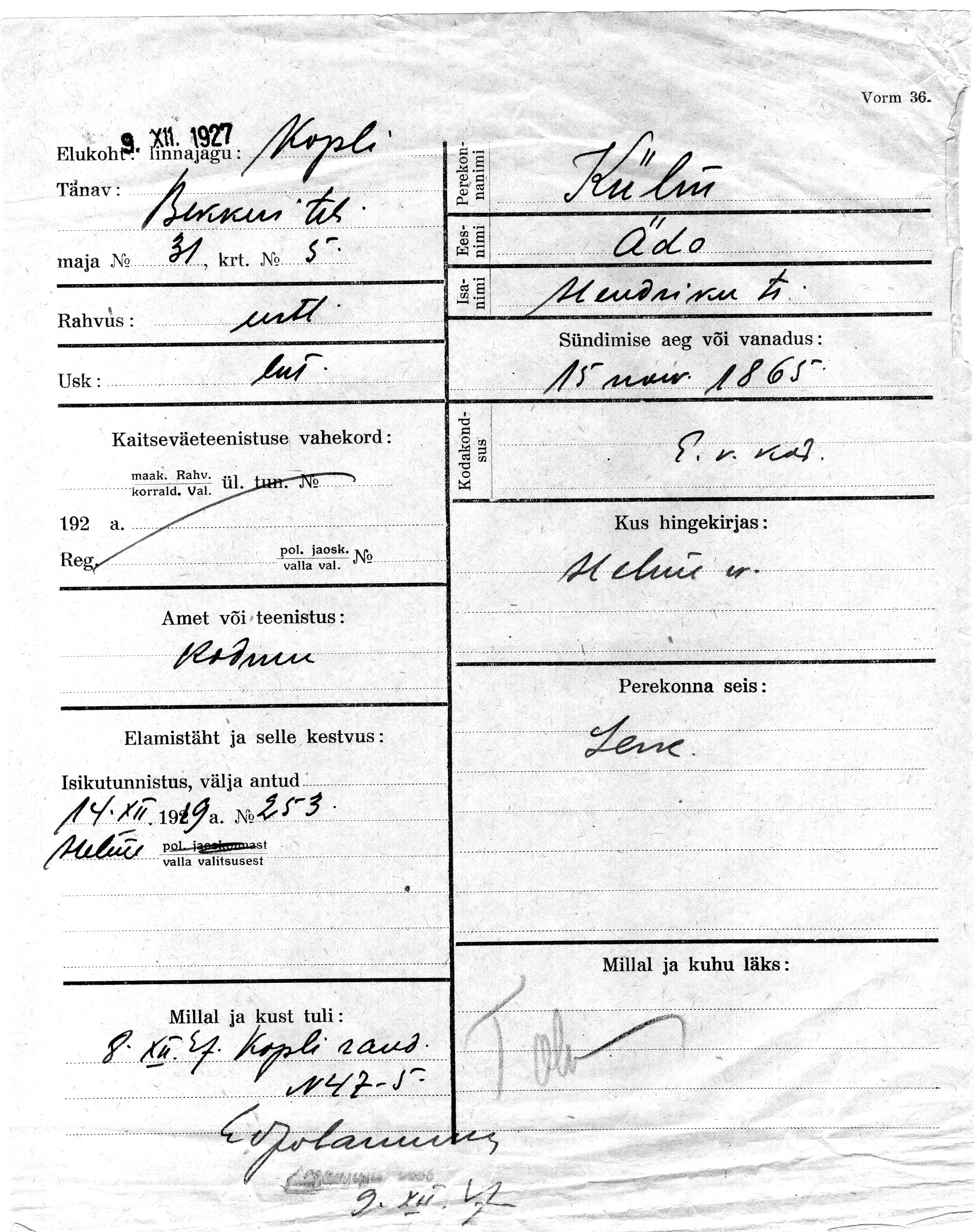 Külm, Ädo, Hendrik