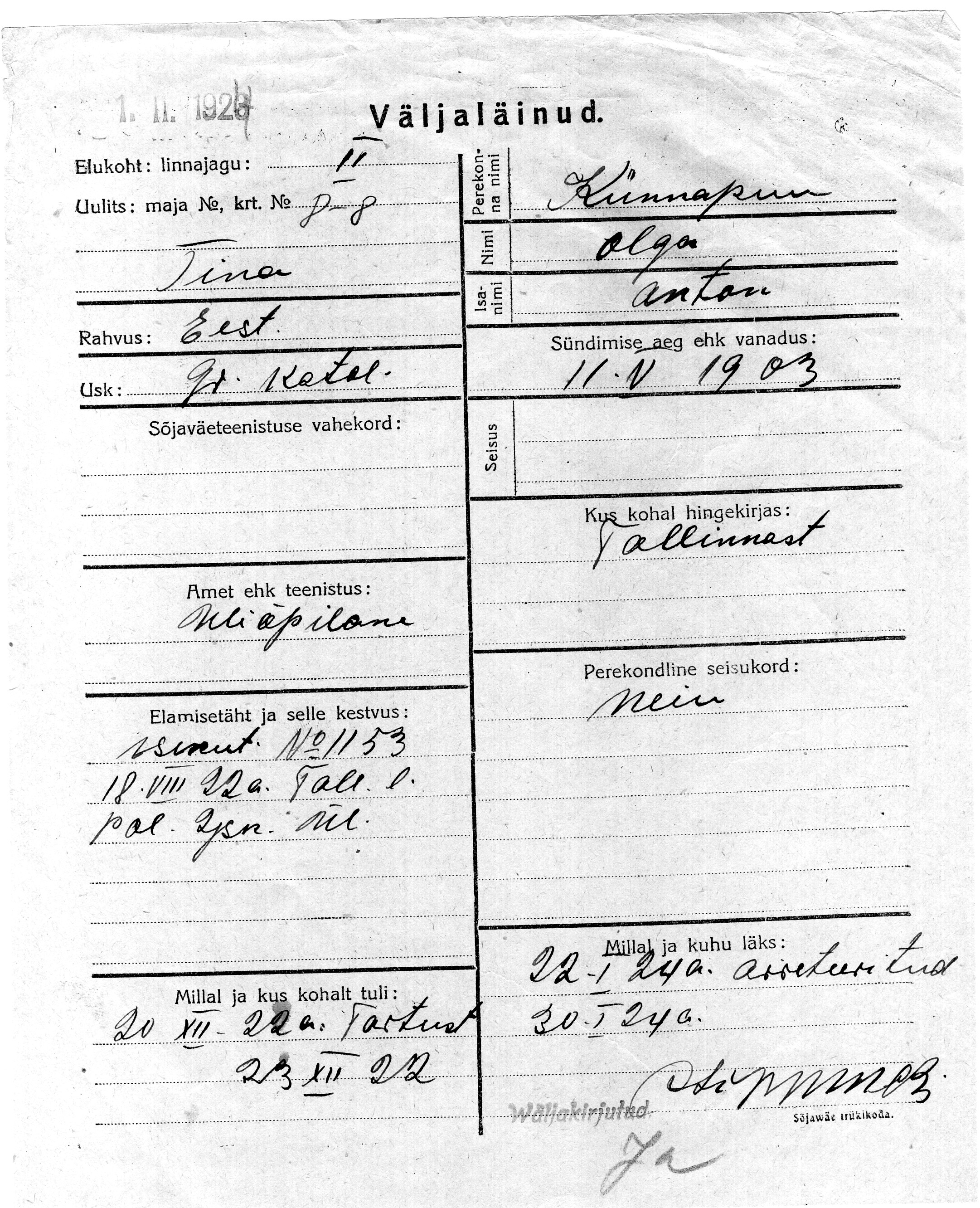 Künnapuu, Olga, Anton