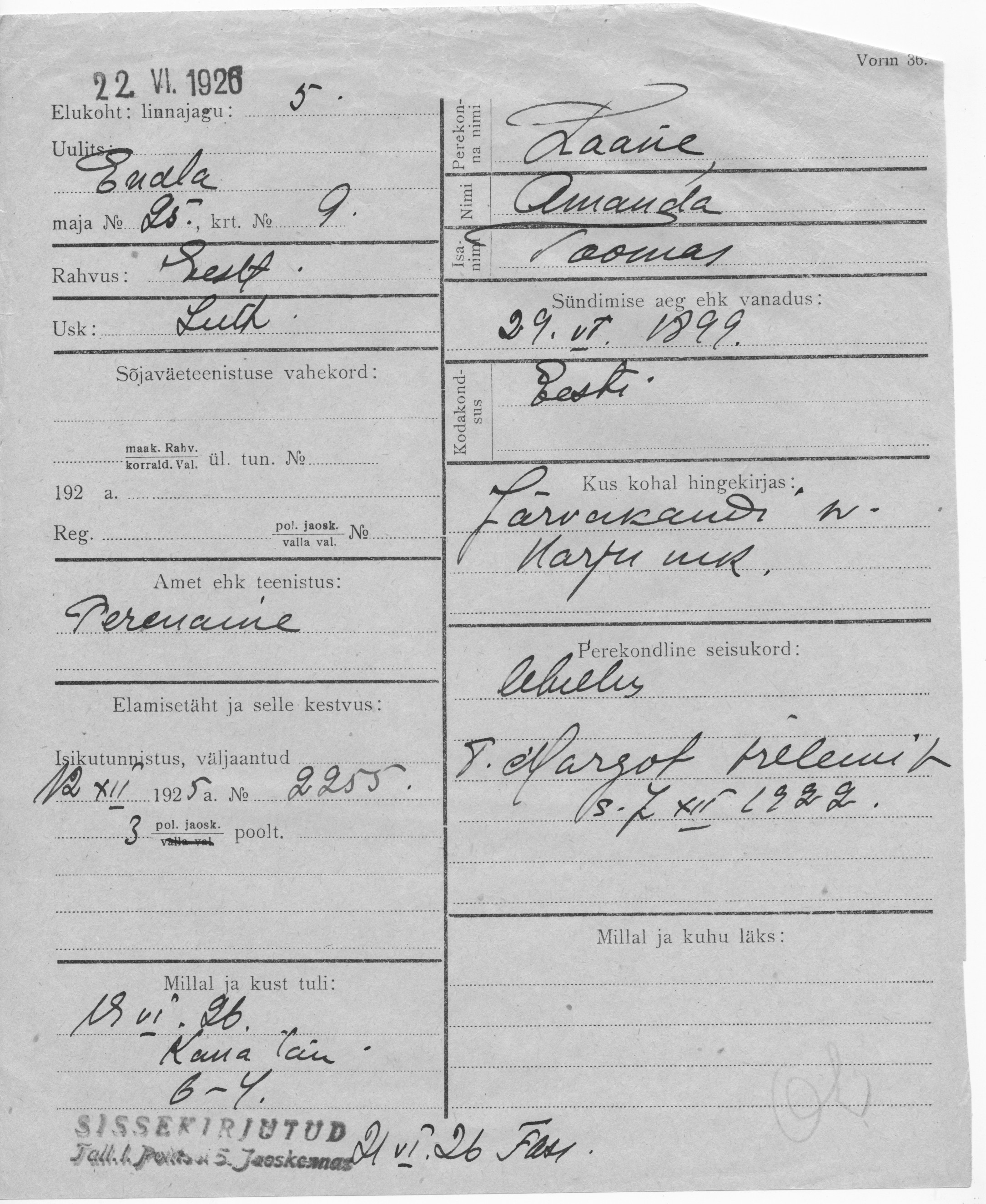 Laane, Amanda, Toomas