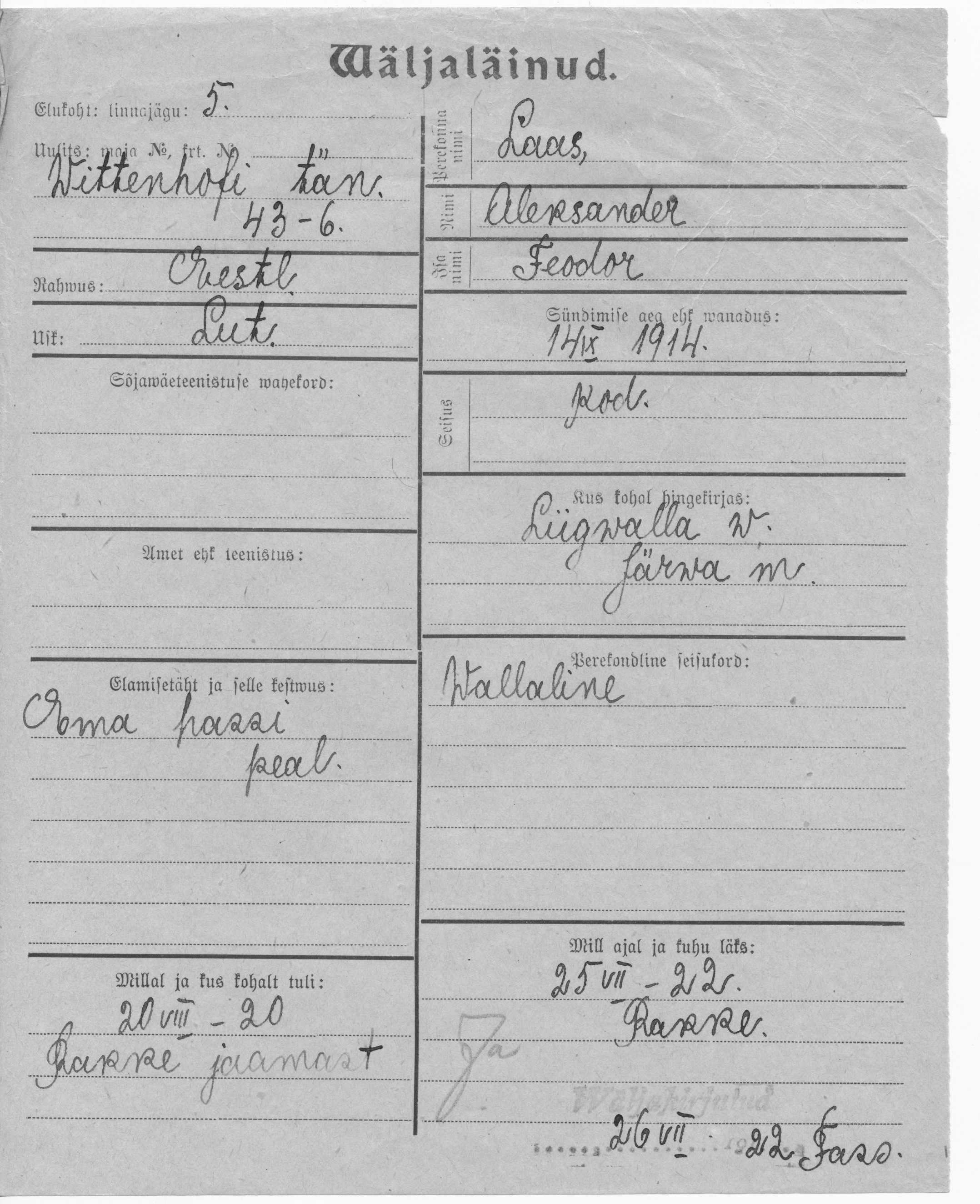 Laas, Aleksander, Feodor