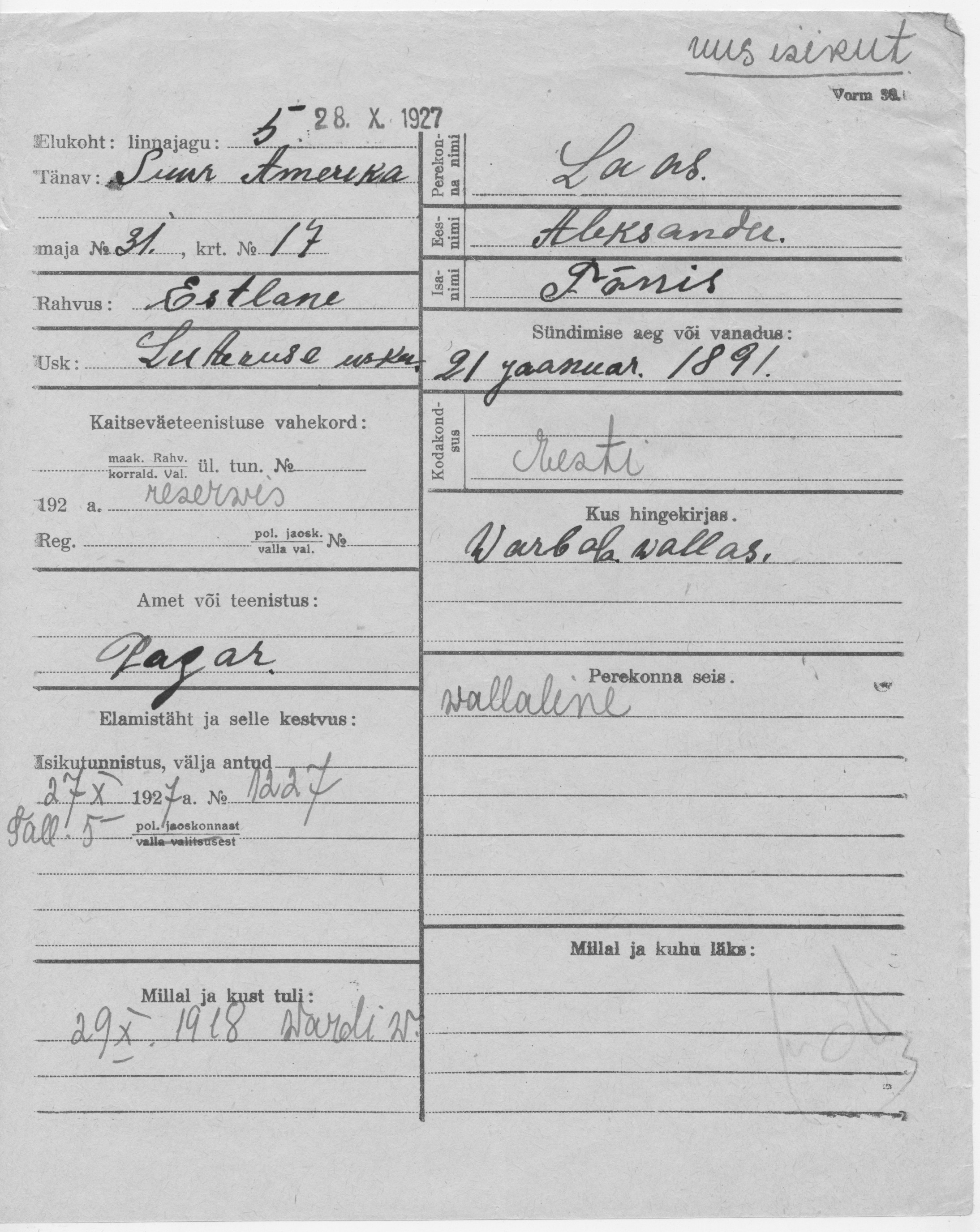 Laas, Aleksander, Tõnis