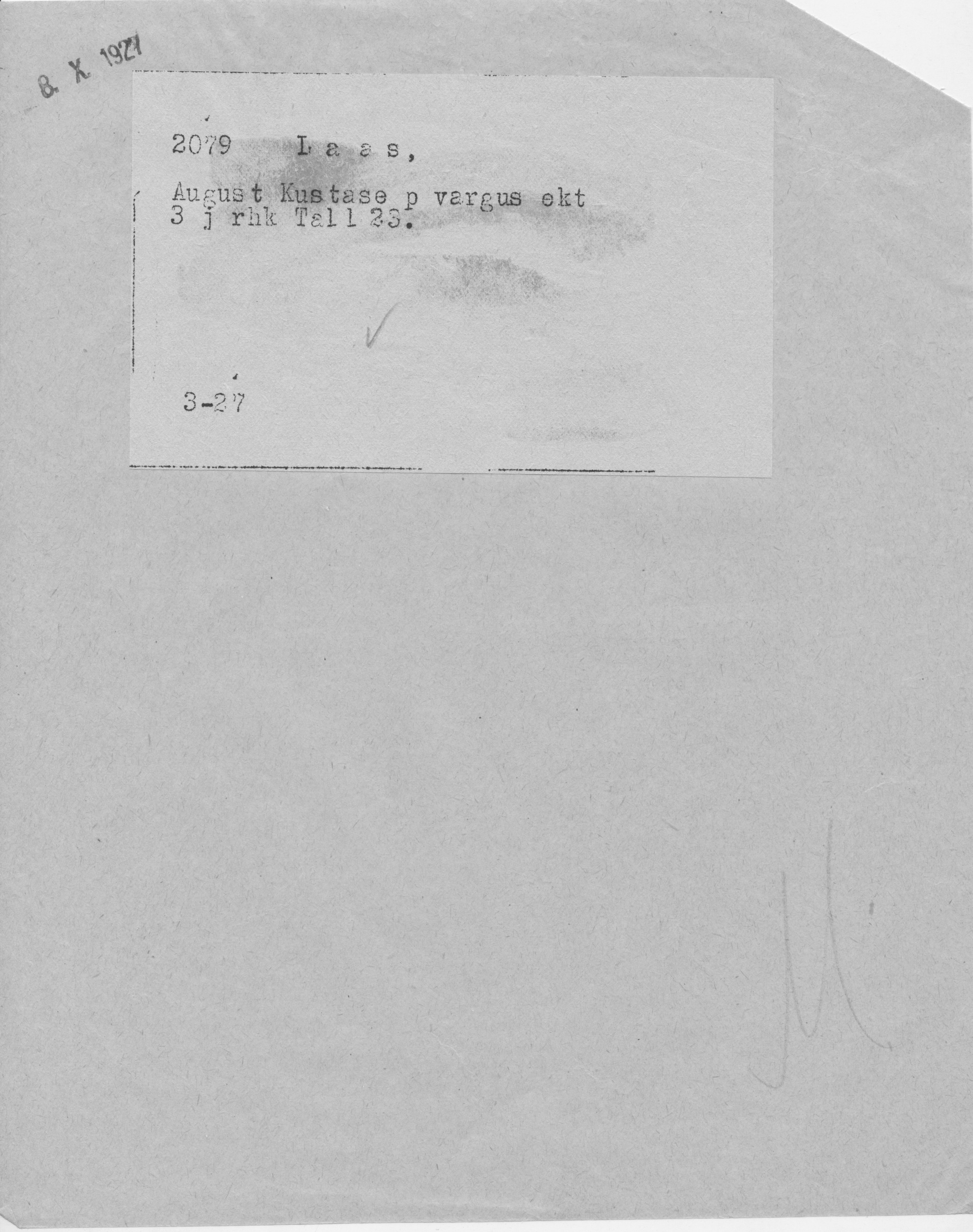 Laas, August, Kustas