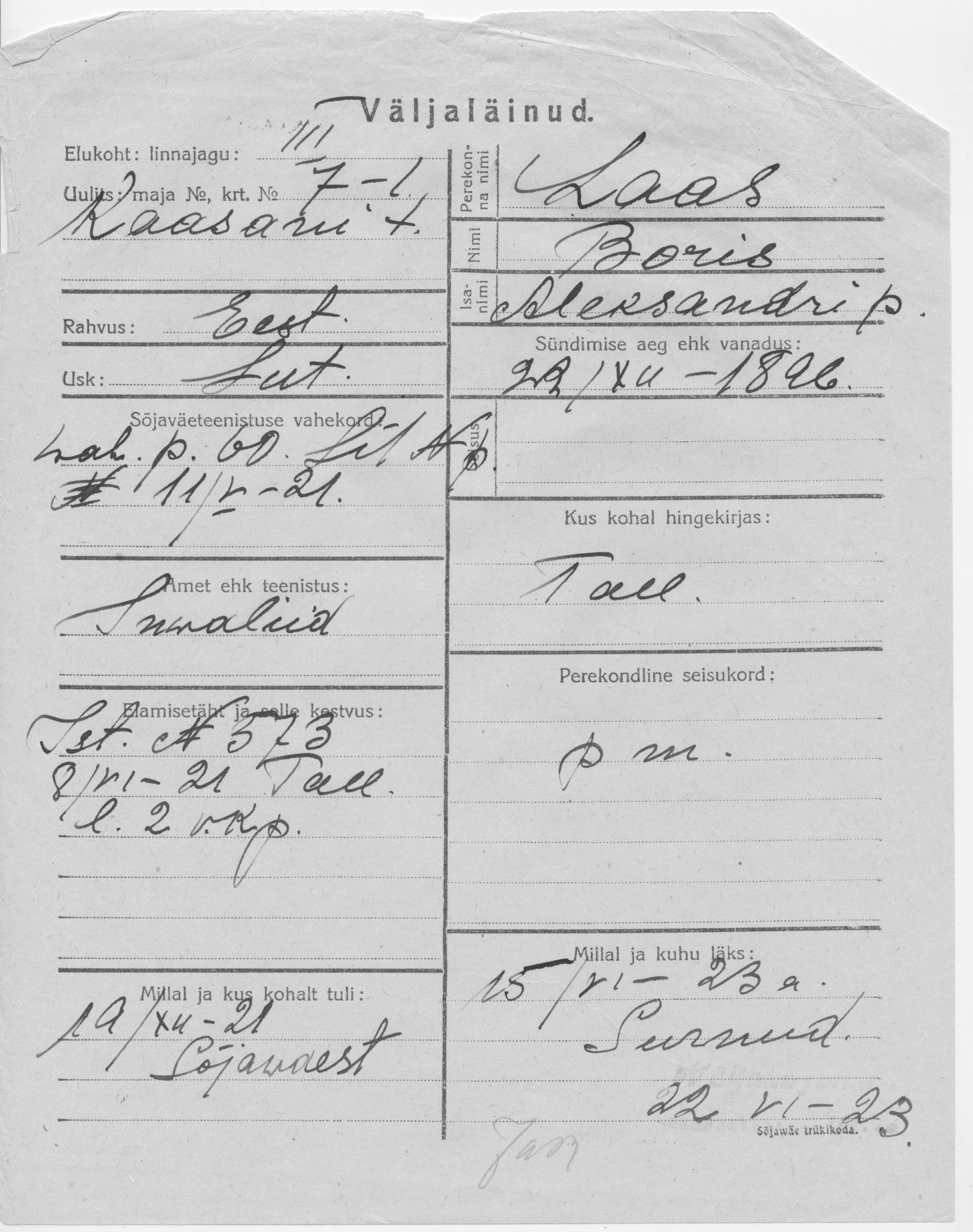 Laas, Boris, Aleksander