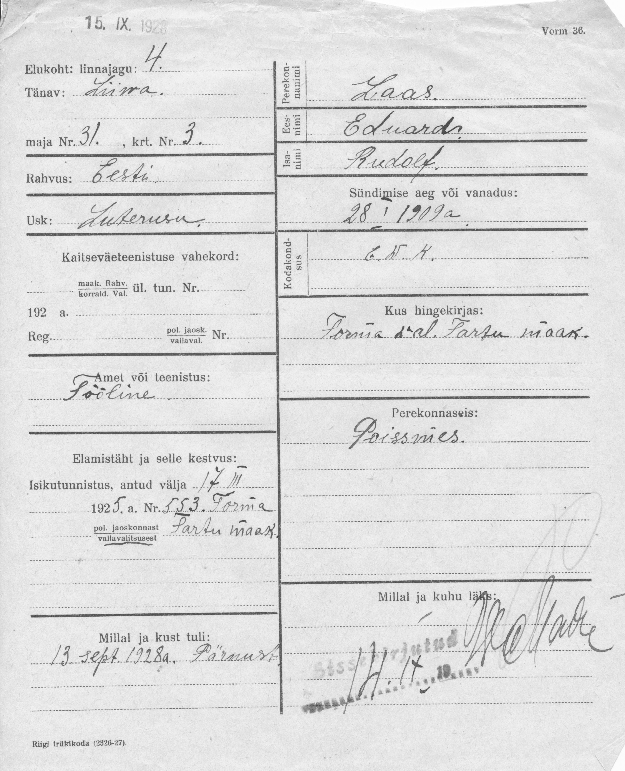 Laas, Eduard, Rudolf