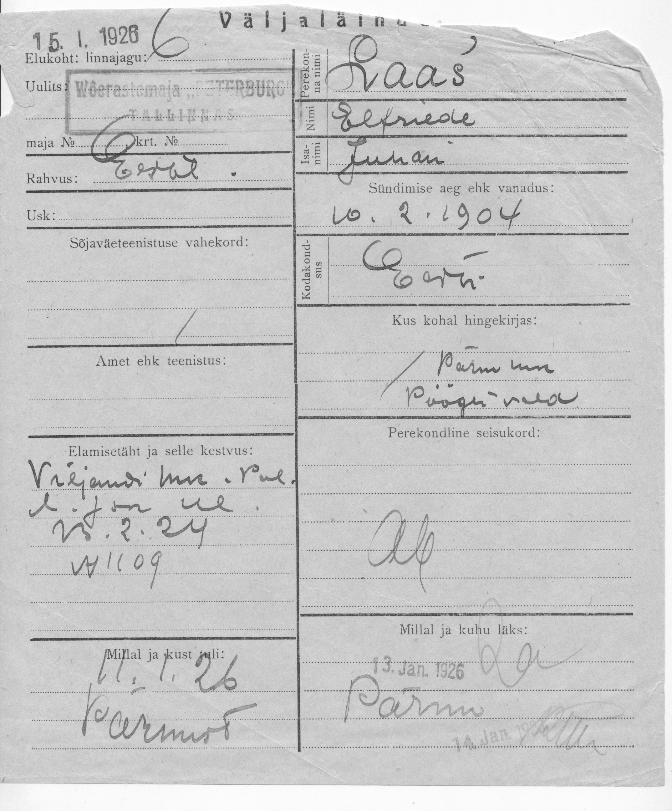 Laas, Elfriede, Juhan