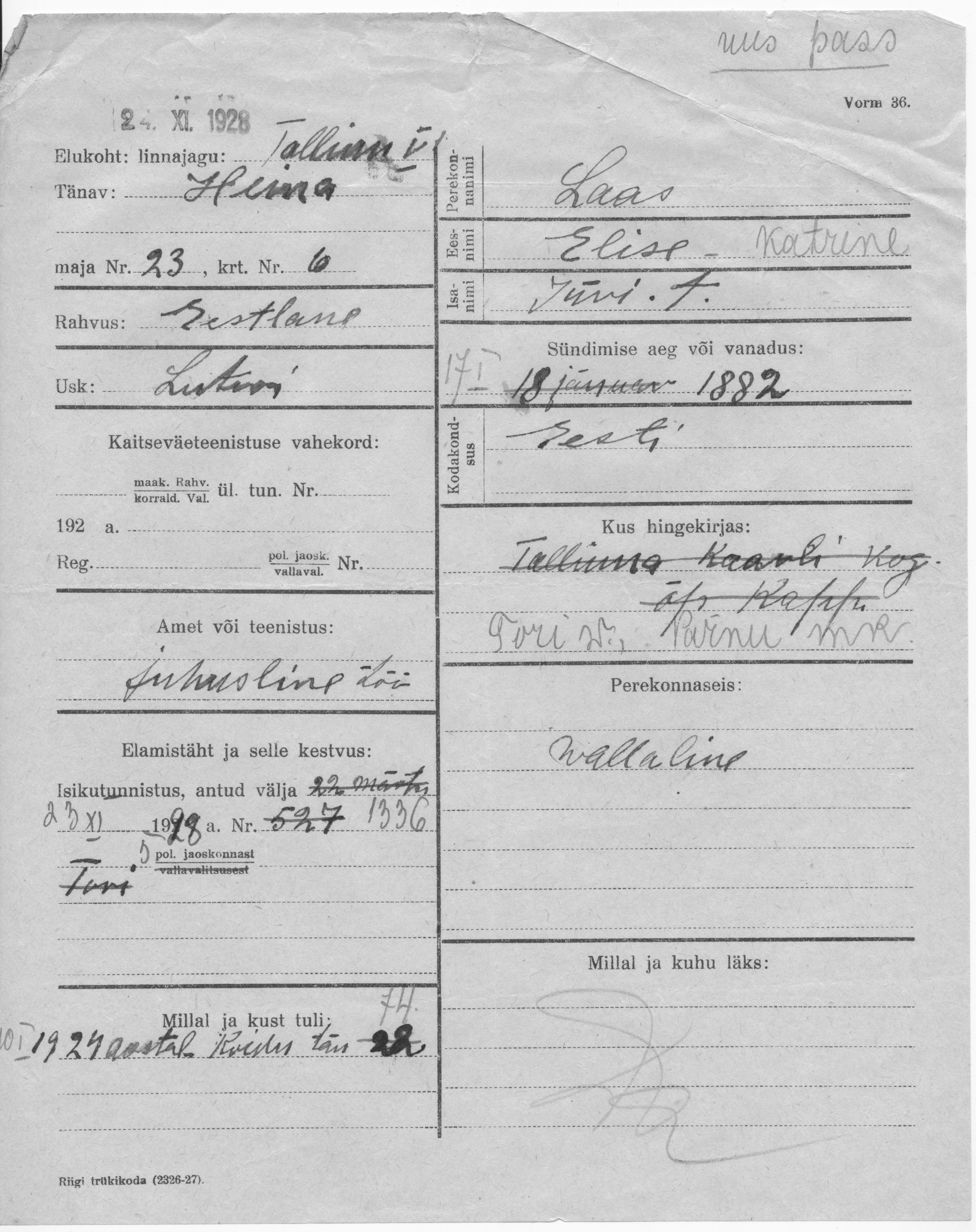 Laas, Elisa Katrine, Jüri