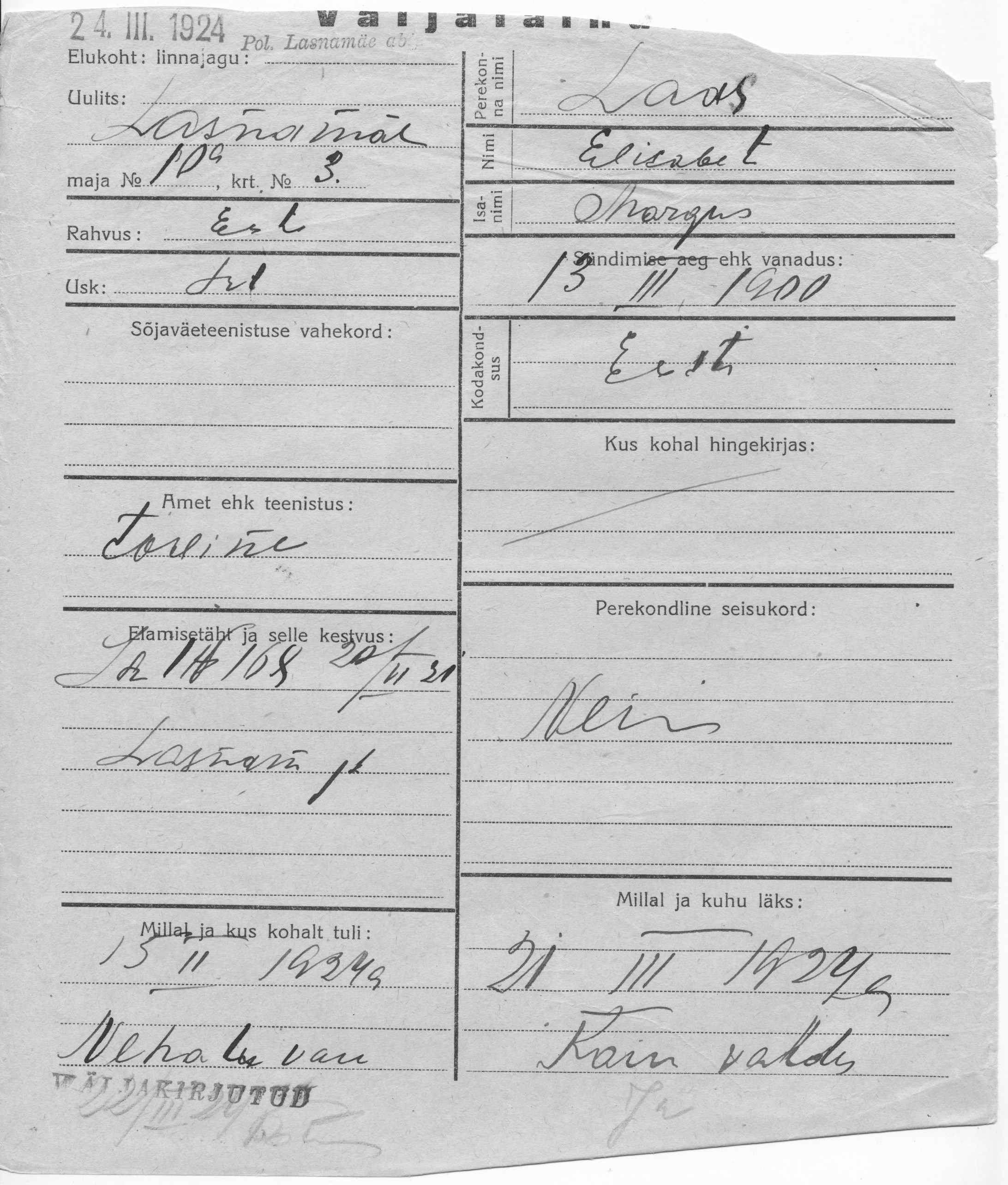 Laas, Elisabet, Margus