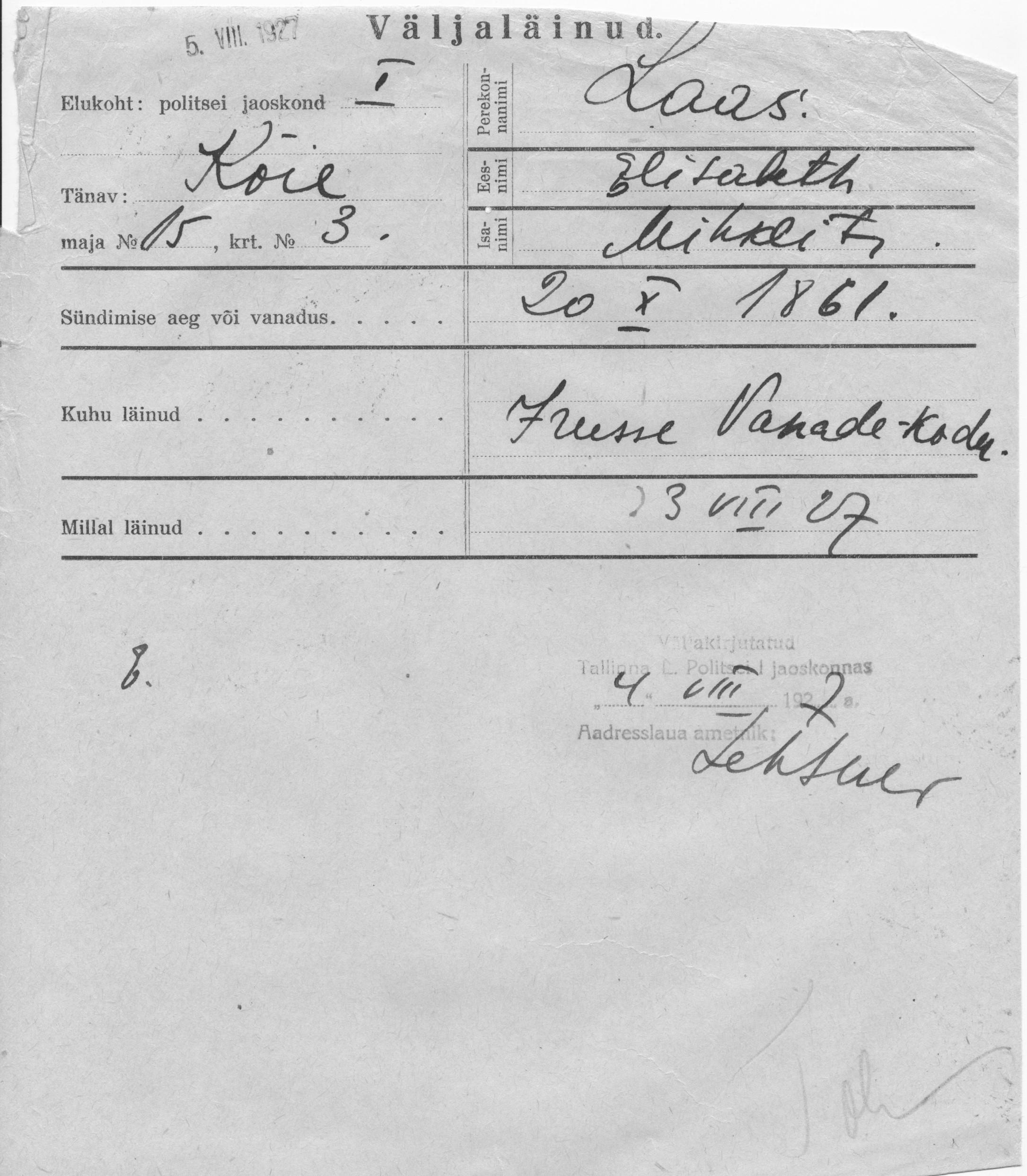 Laas, Elisabeth, Mihkel