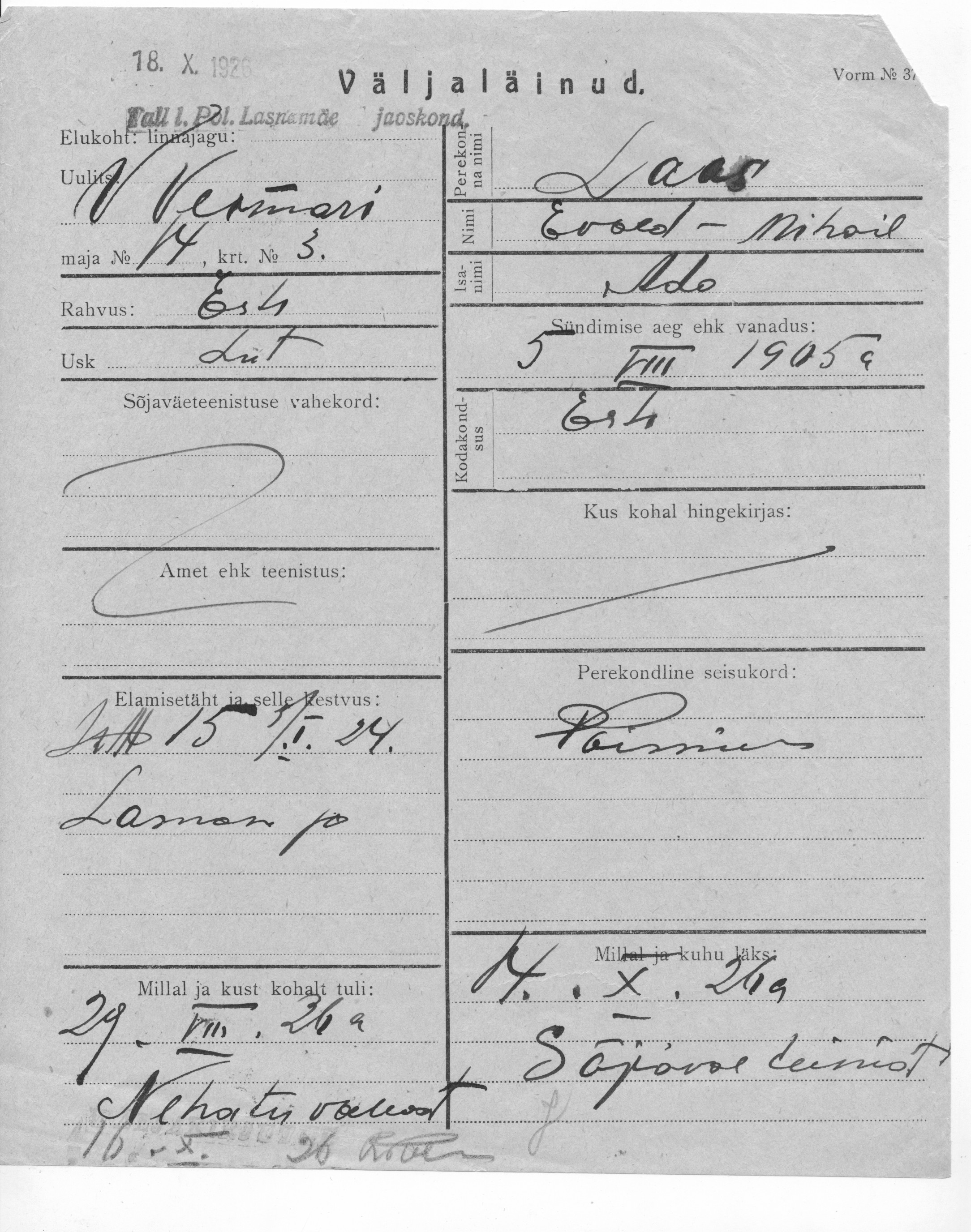 Laas, Evald-Mihail, Ado