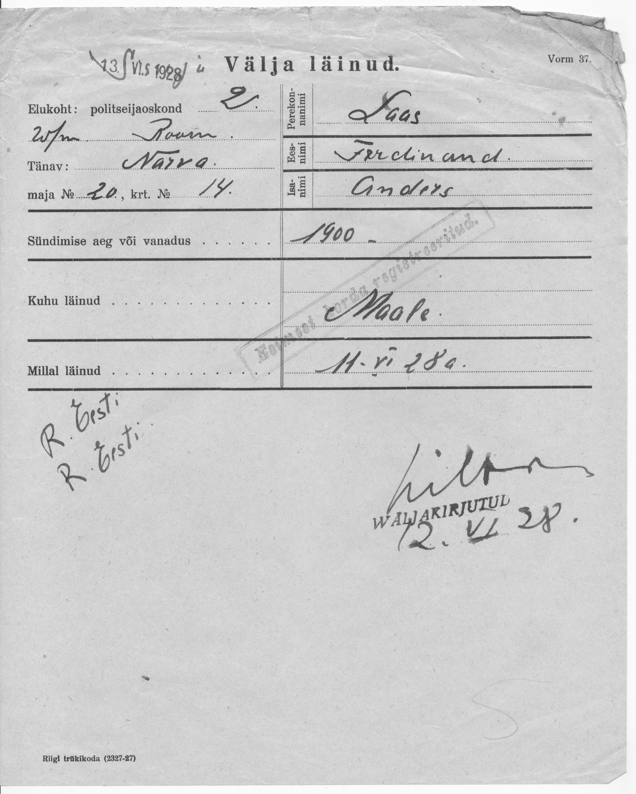 Laas, Ferdinand, Anders