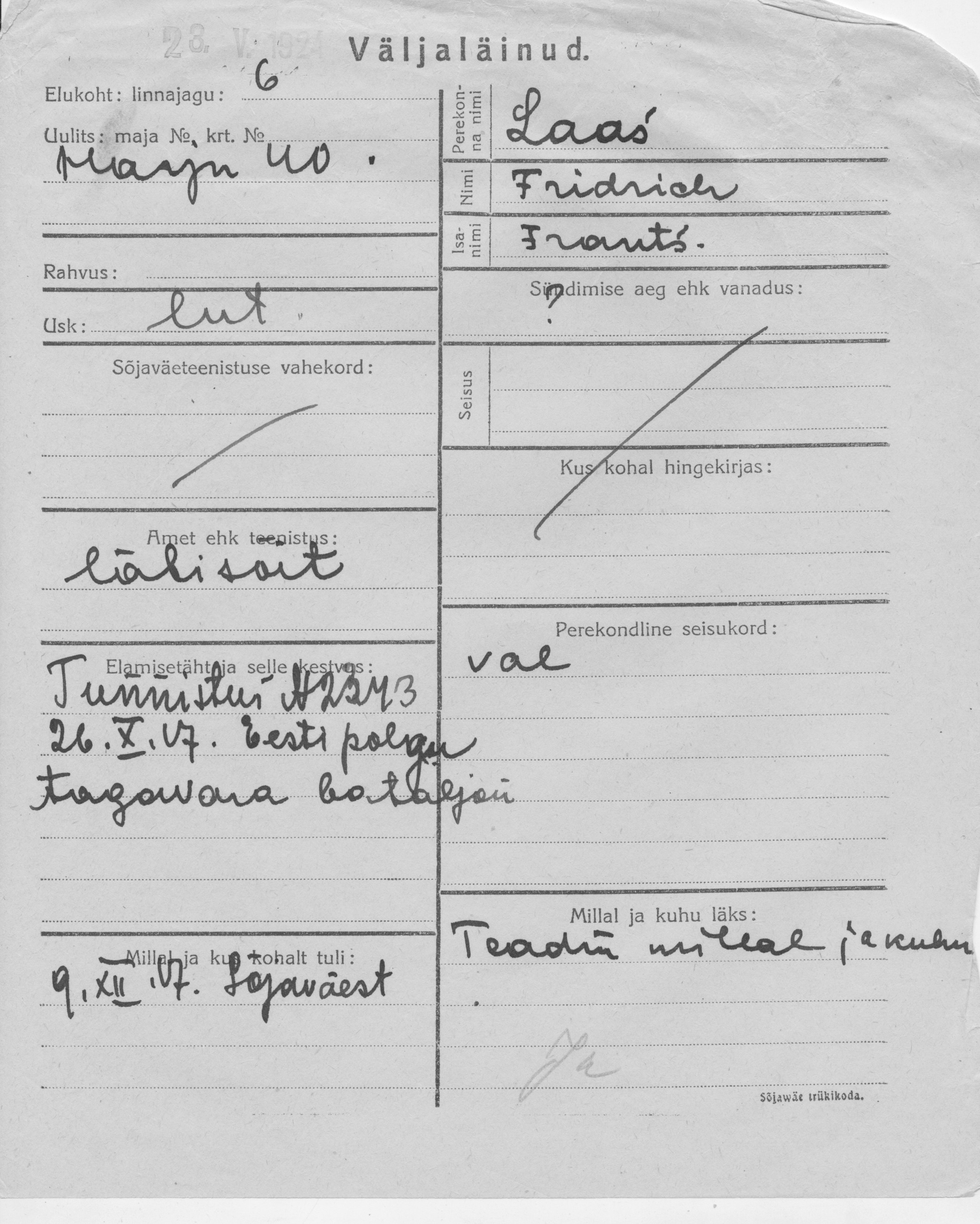 Laas, Fridrich, Frants