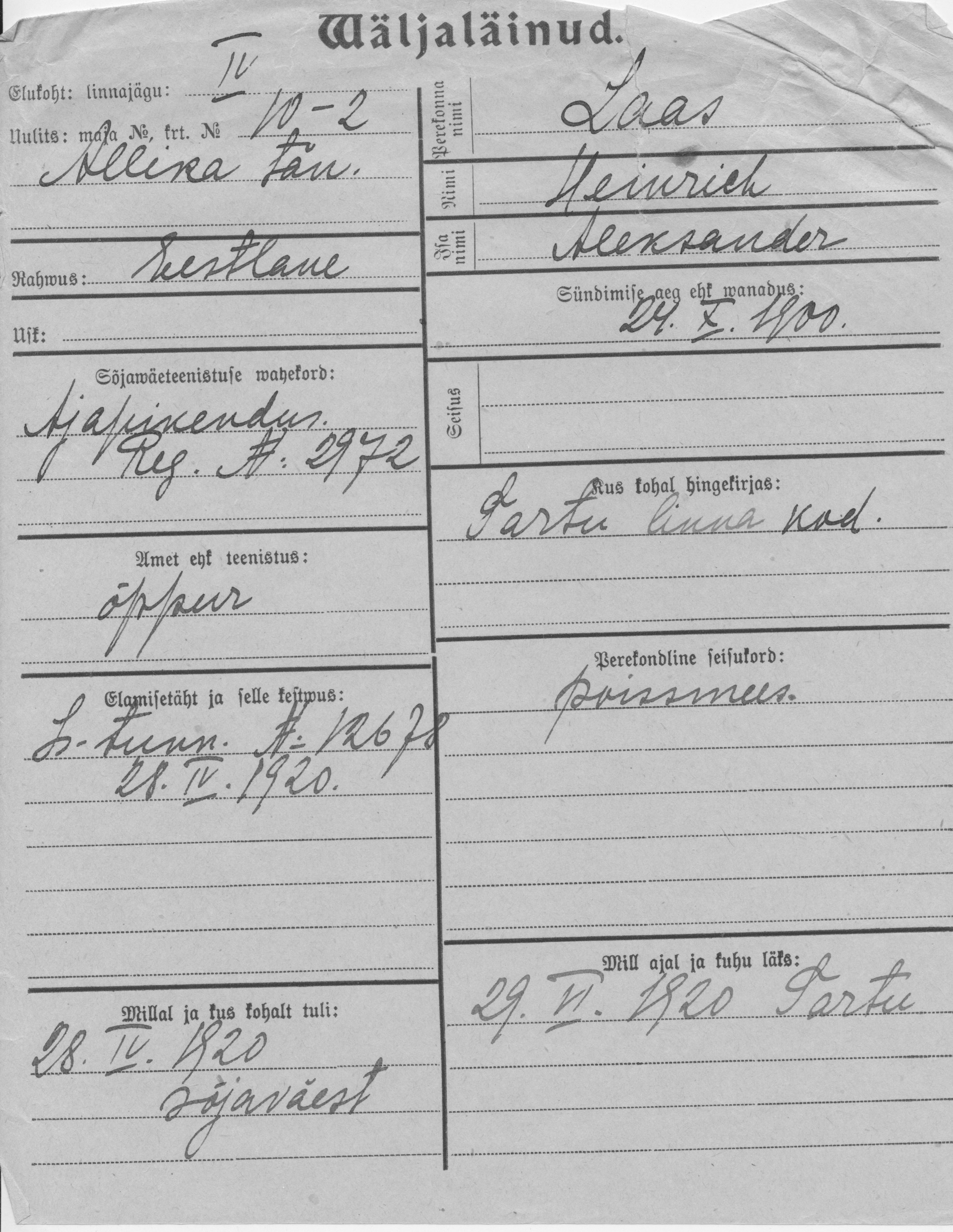 Laas, Heinrich, Aleksander