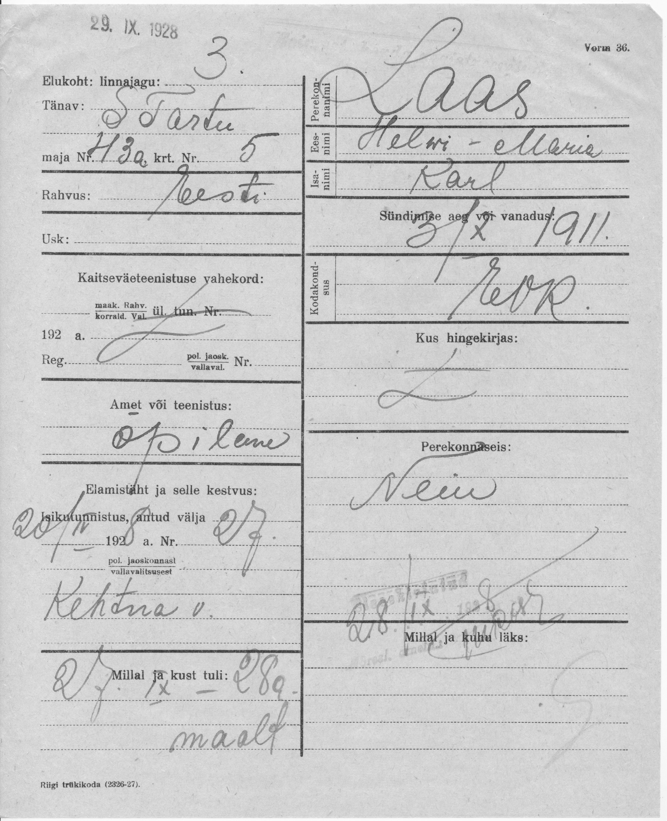 Laas, Helwi-Maria, Karl