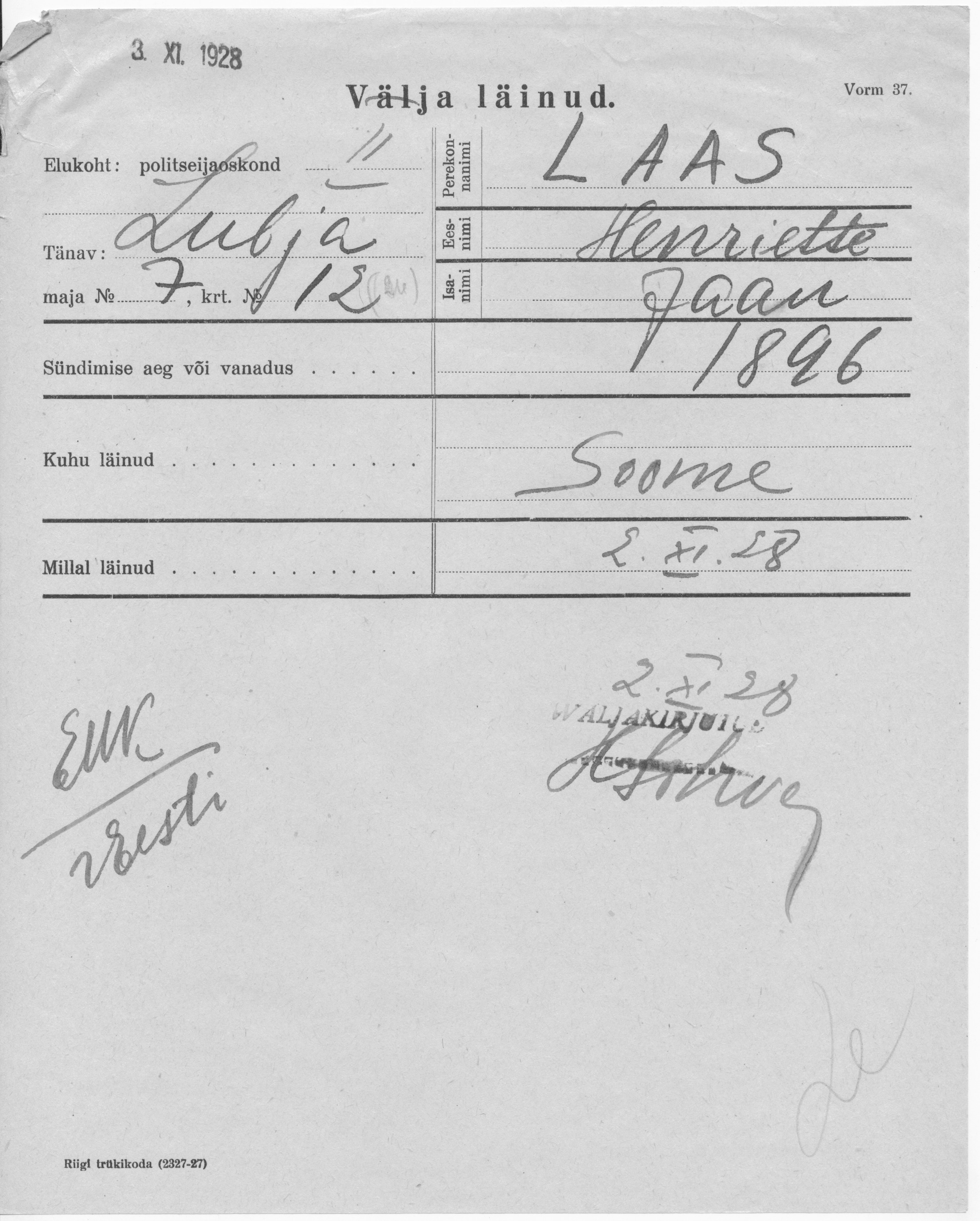 Laas, Henriette, Jaan