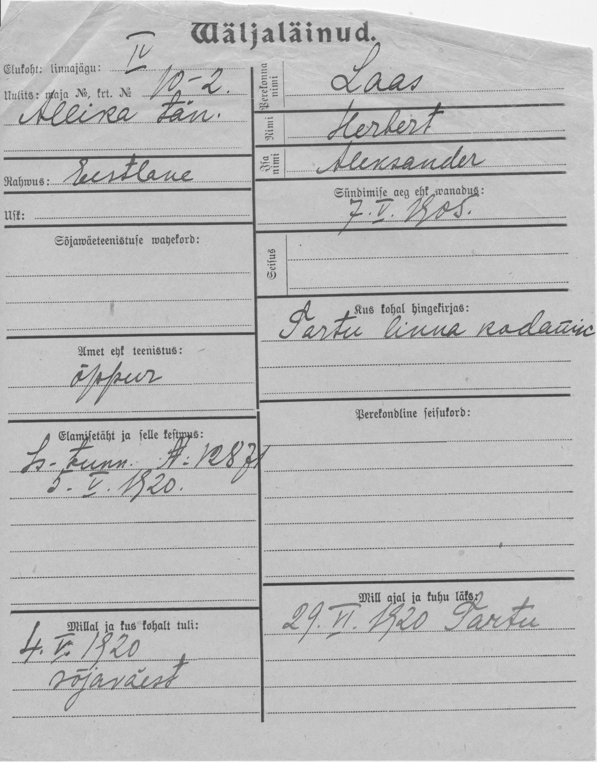 Laas, Herbert, Aleksander