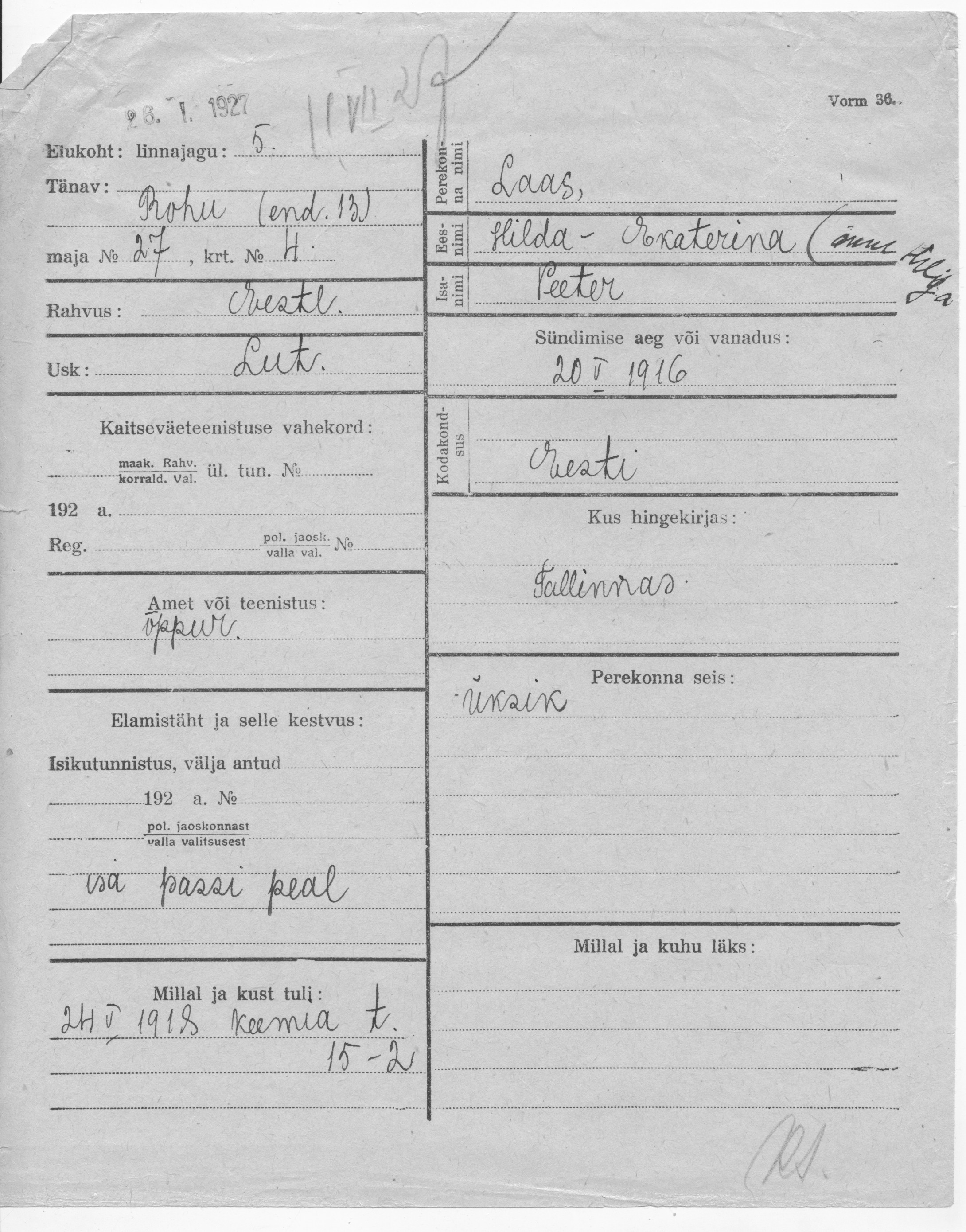 Laas, Hilda-Ekaterina, Peeter