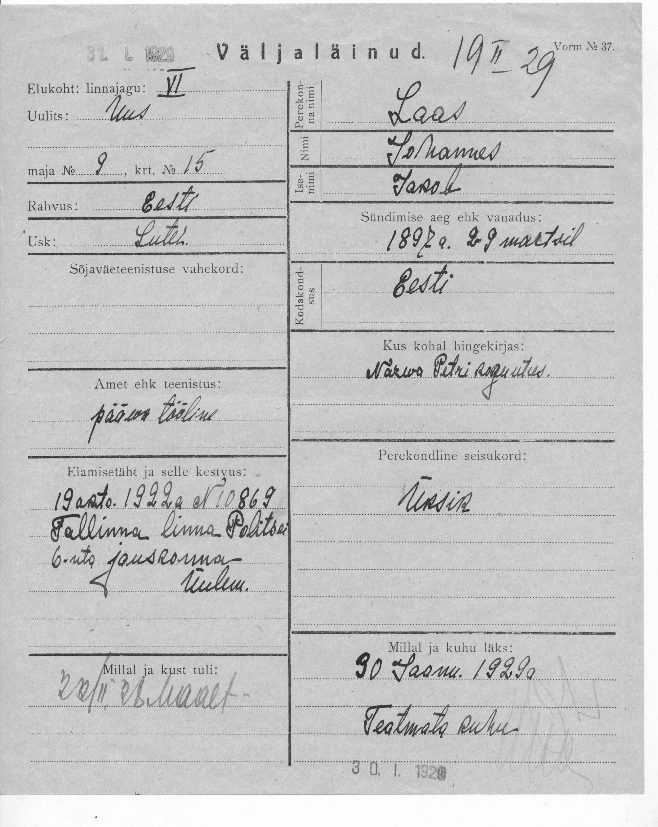 Laas, Johannes, Jakob