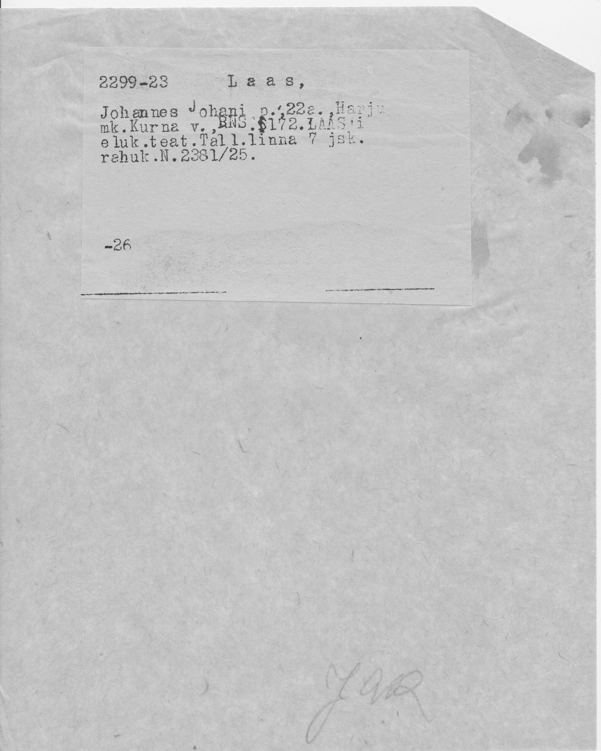 Laas, Johannes, Johan