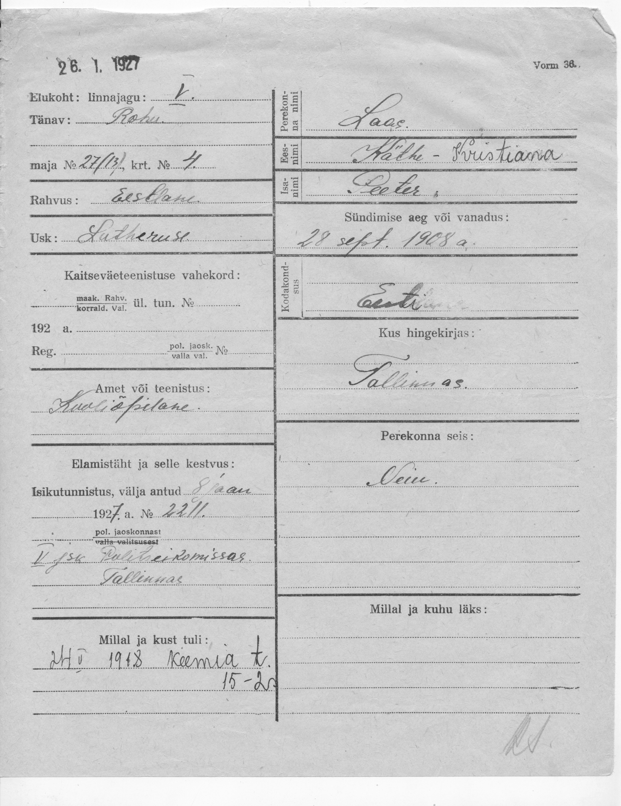 Laas, Käthe-Kristiana, Peeter