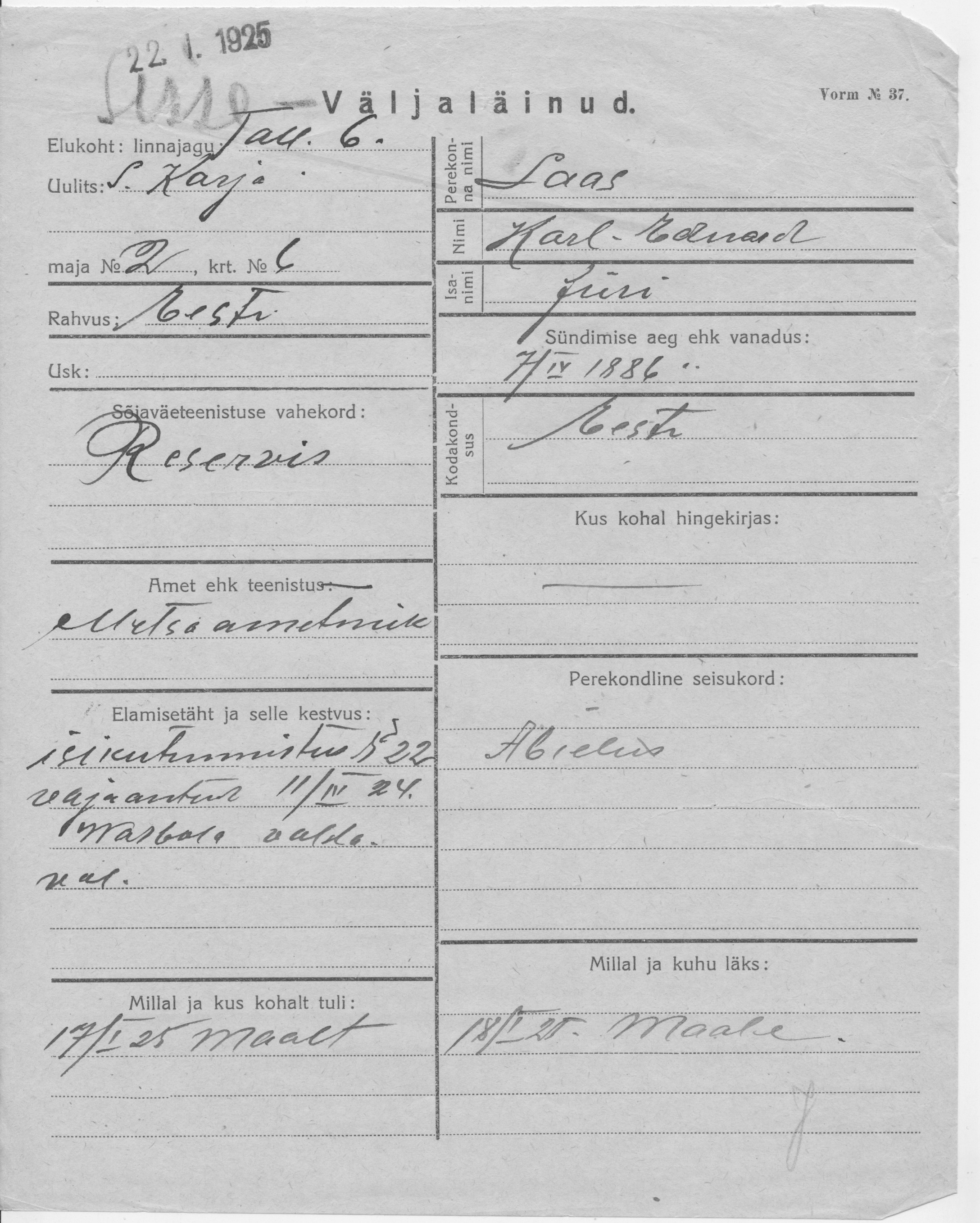 Laas, Karl-Eduard, Jüri