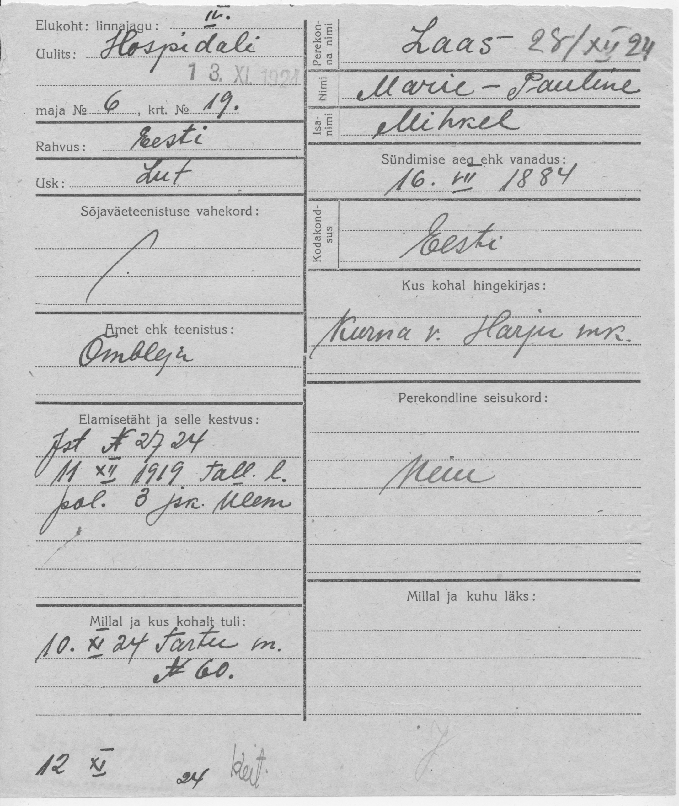 Laas, Marie-Pauline, Mihkel