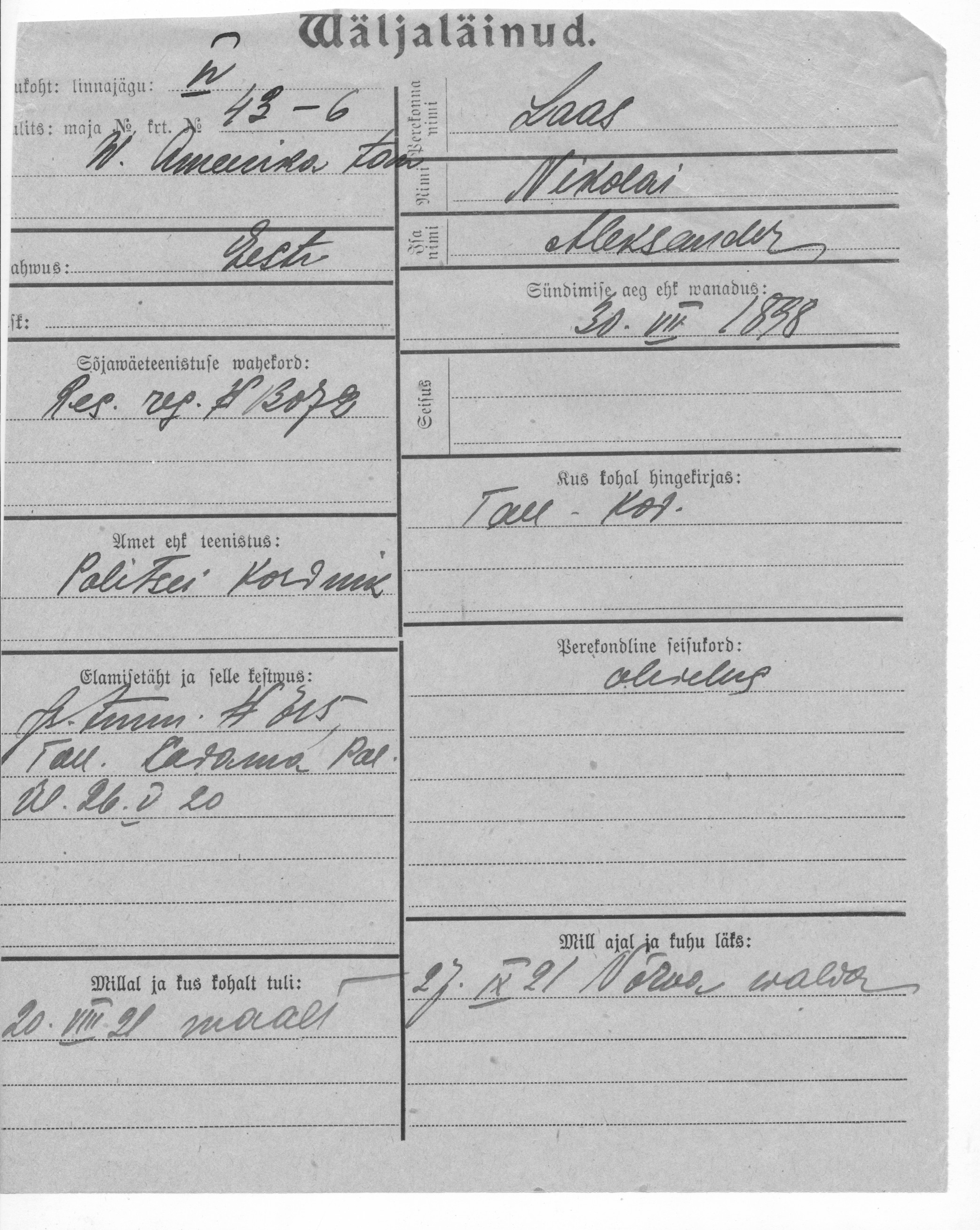 Laas, Nikolai, Aleksander