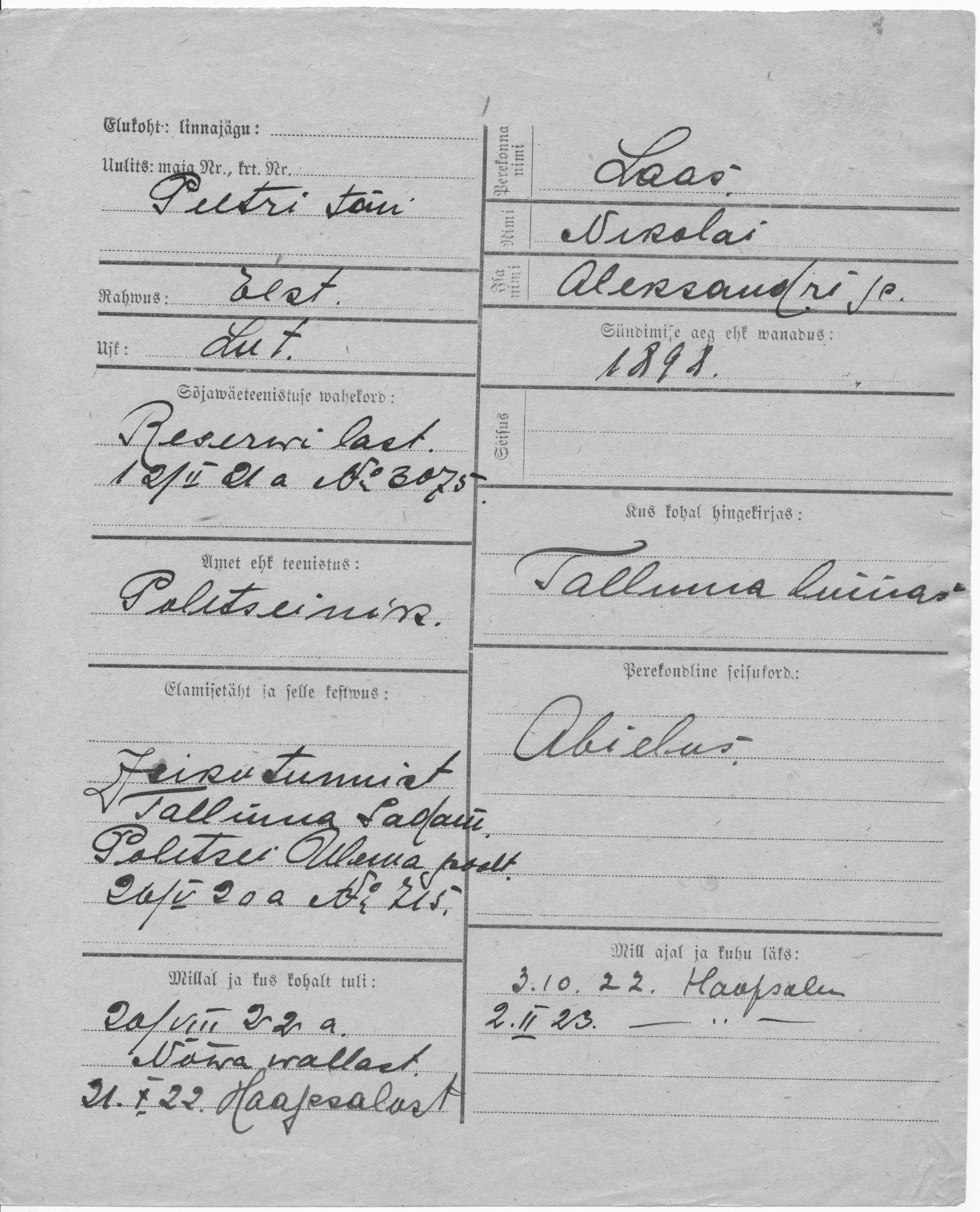 Laas, Nikolai, Aleksander