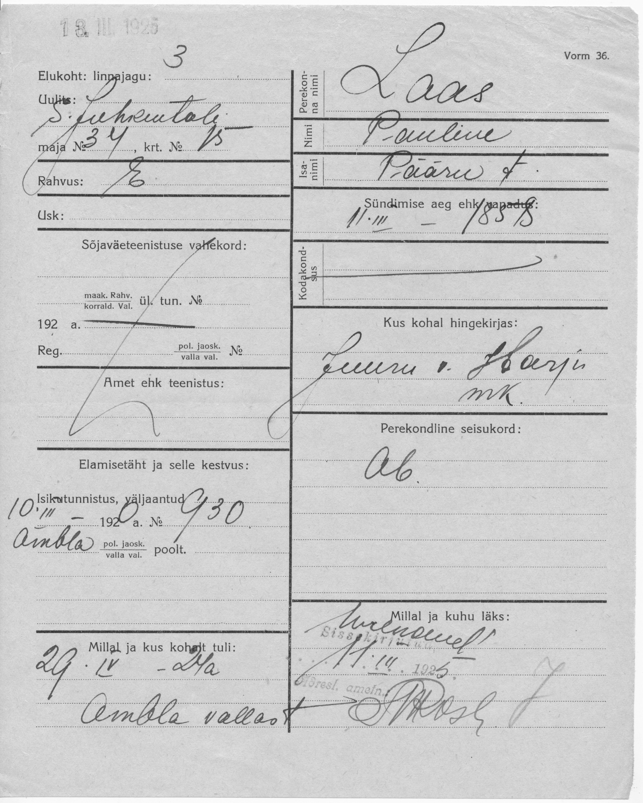 Laas, Oauline, Pääru