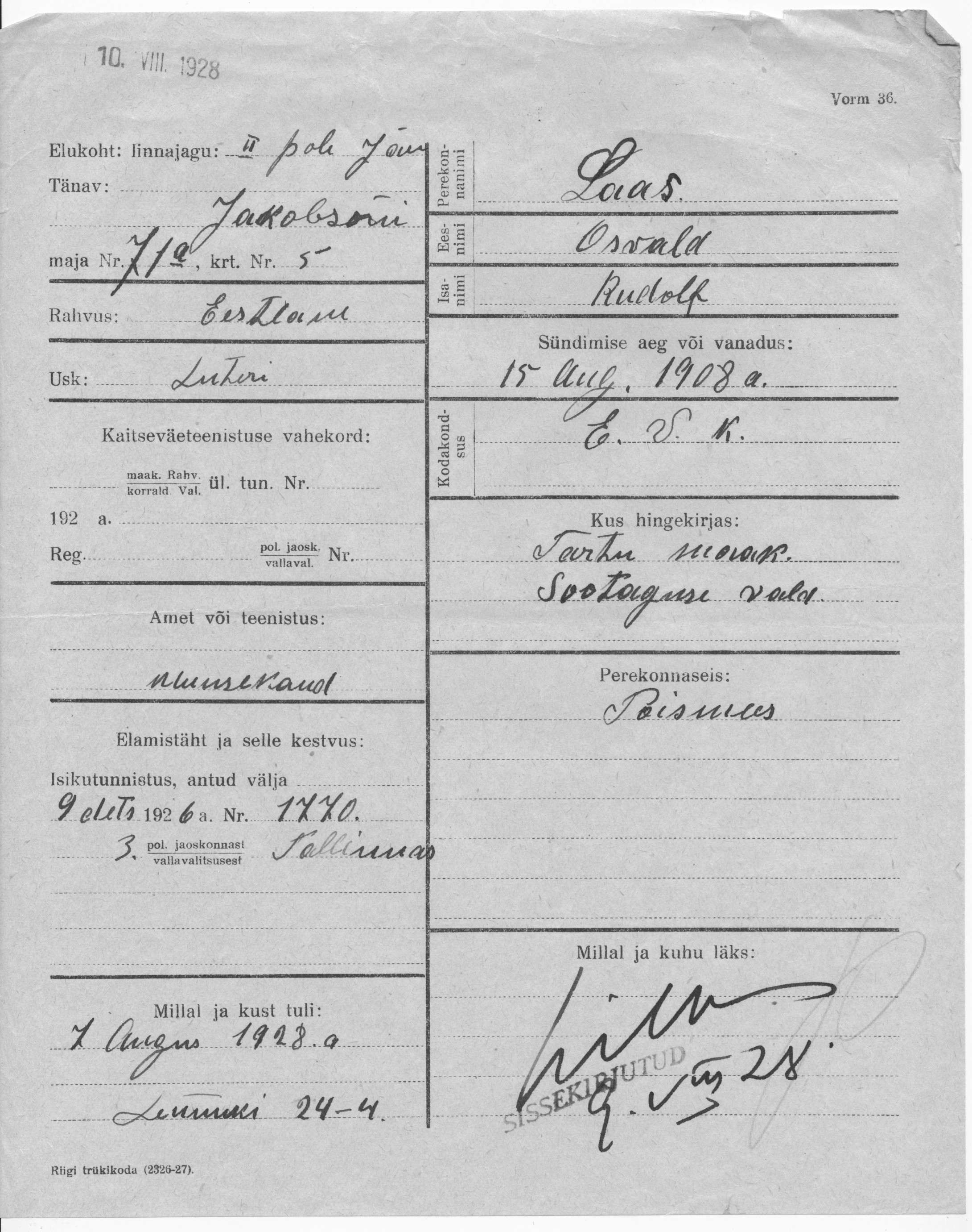 Laas, Osvald, Rudolf