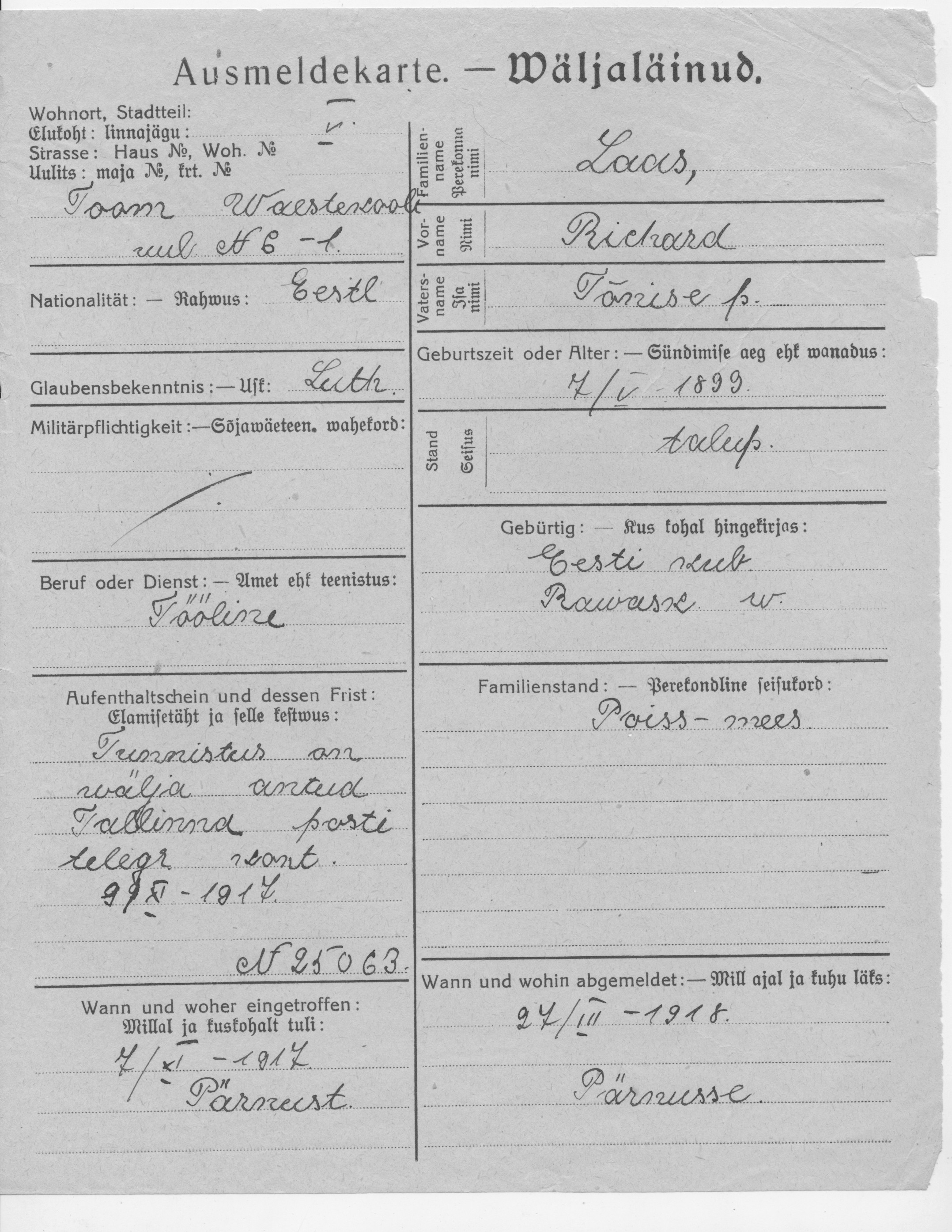 Laas, Richard, Tõnis