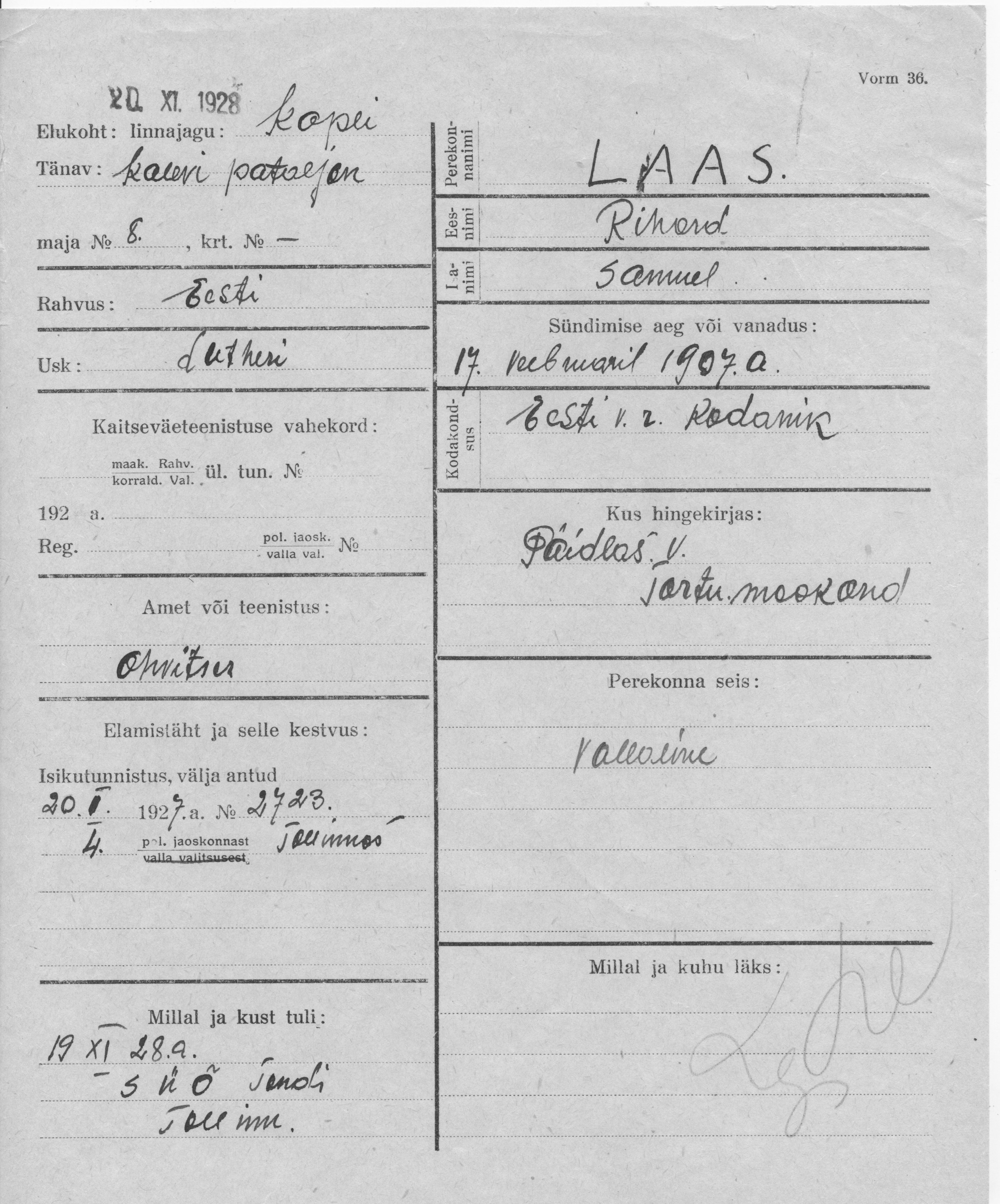 Laas, Rihard, Samuel